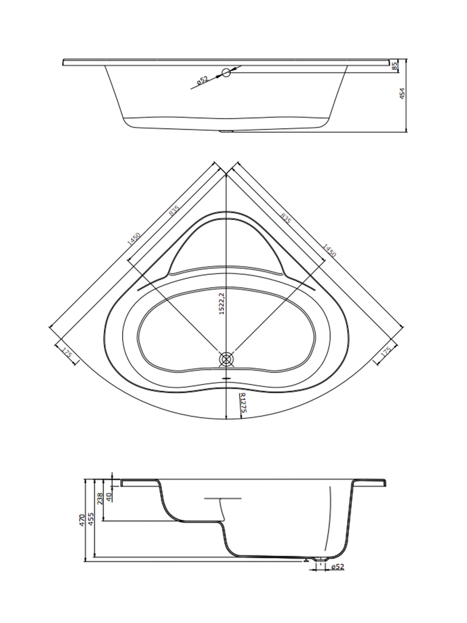 Alfa Corner Bathtub #801100+HC2650UK