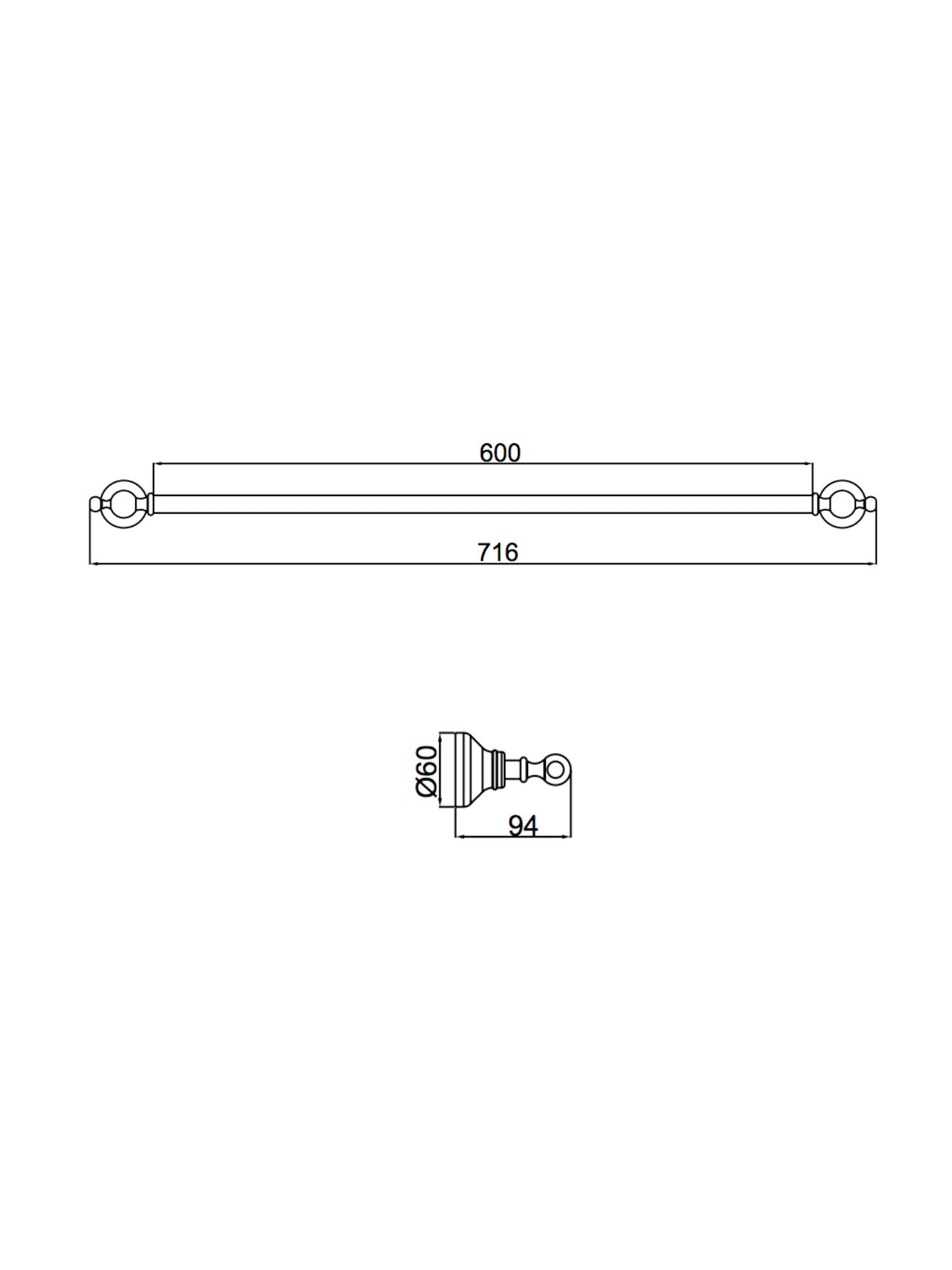Dedra Towel Rail 60cm #21307