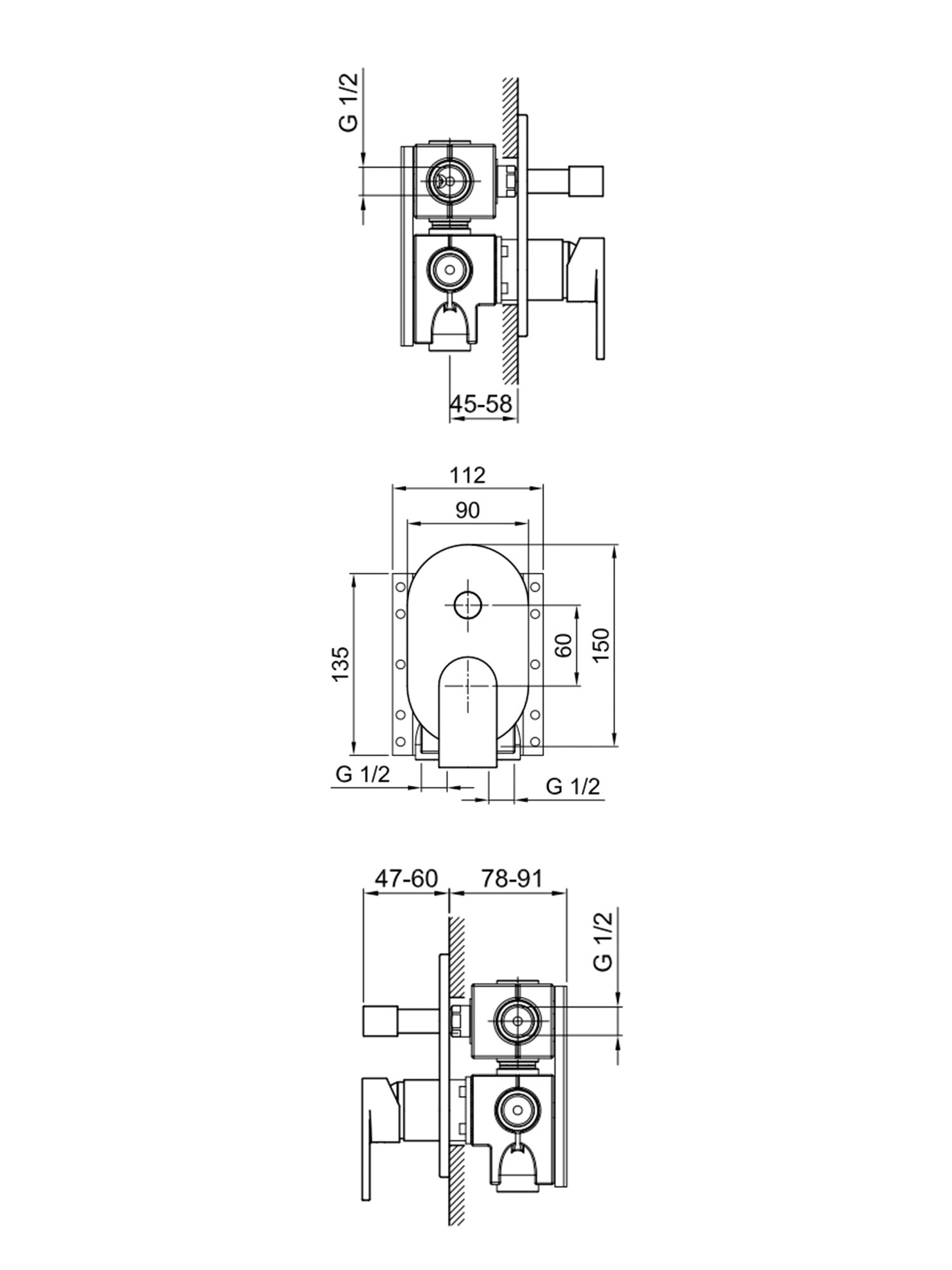 Mare Conceal Shower Mixer V063B