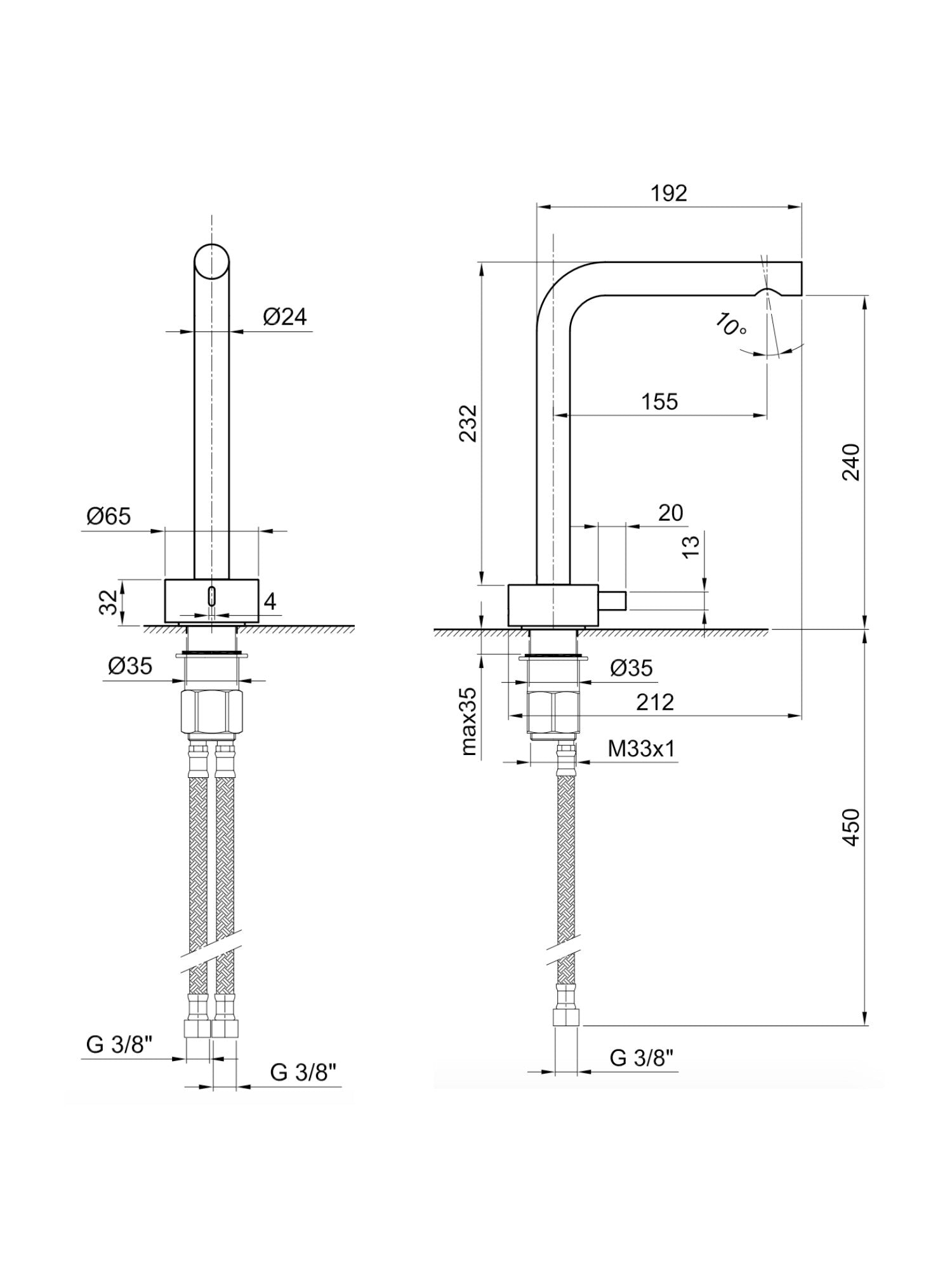 Fukasawa Deck-mount high basin mixer #A006WF