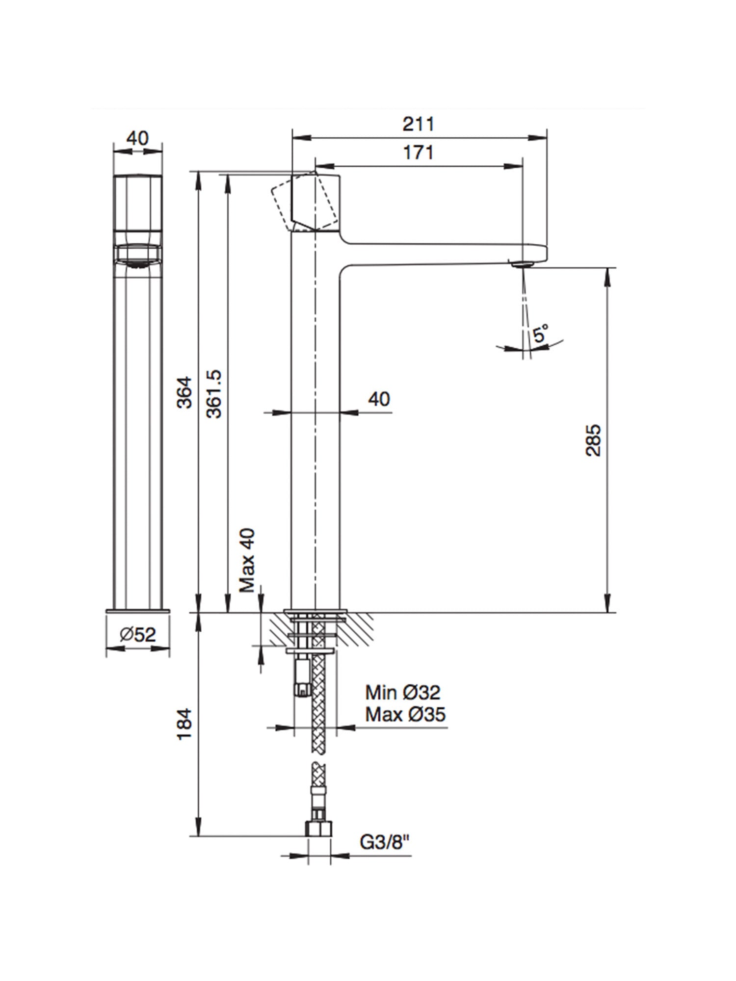 Lamé Tall Basin Mixer #M006WF
