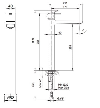 Lamé Tall Basin Mixer #M106WF