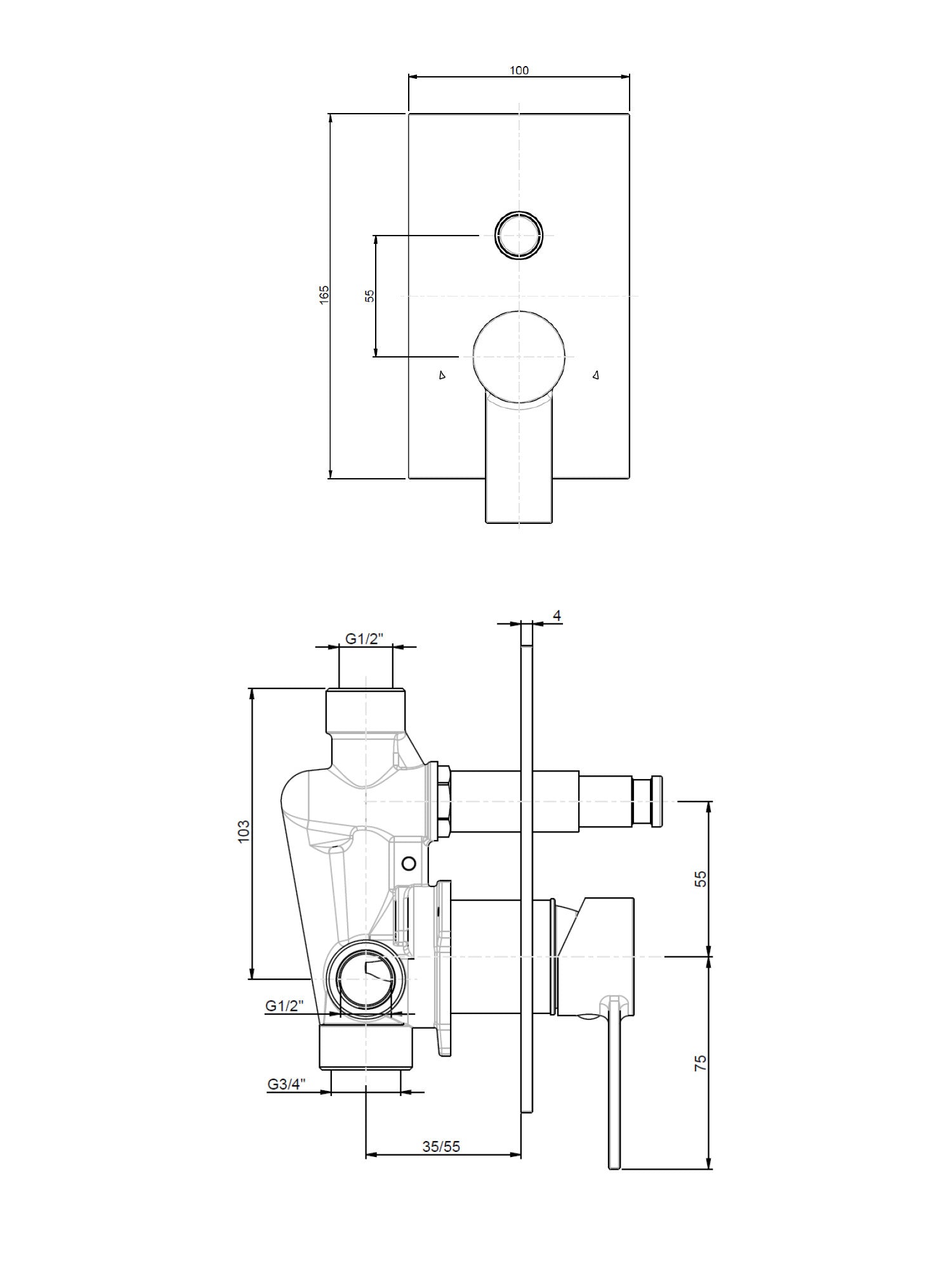 Gaia Concealed Bath Mixer #55010