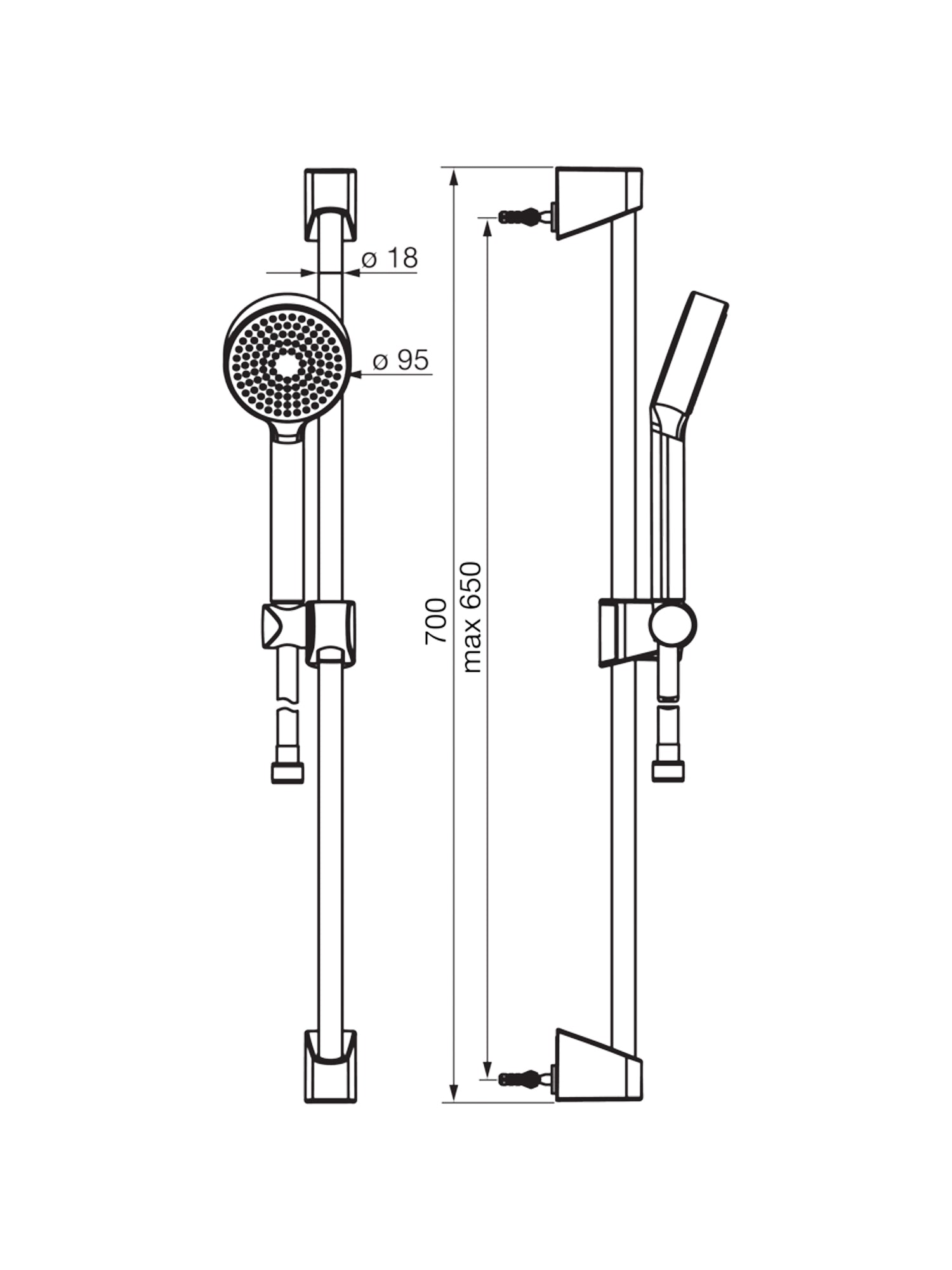 HansaBasicjet Shower Wall Bar Set 650mm #4478 0213
