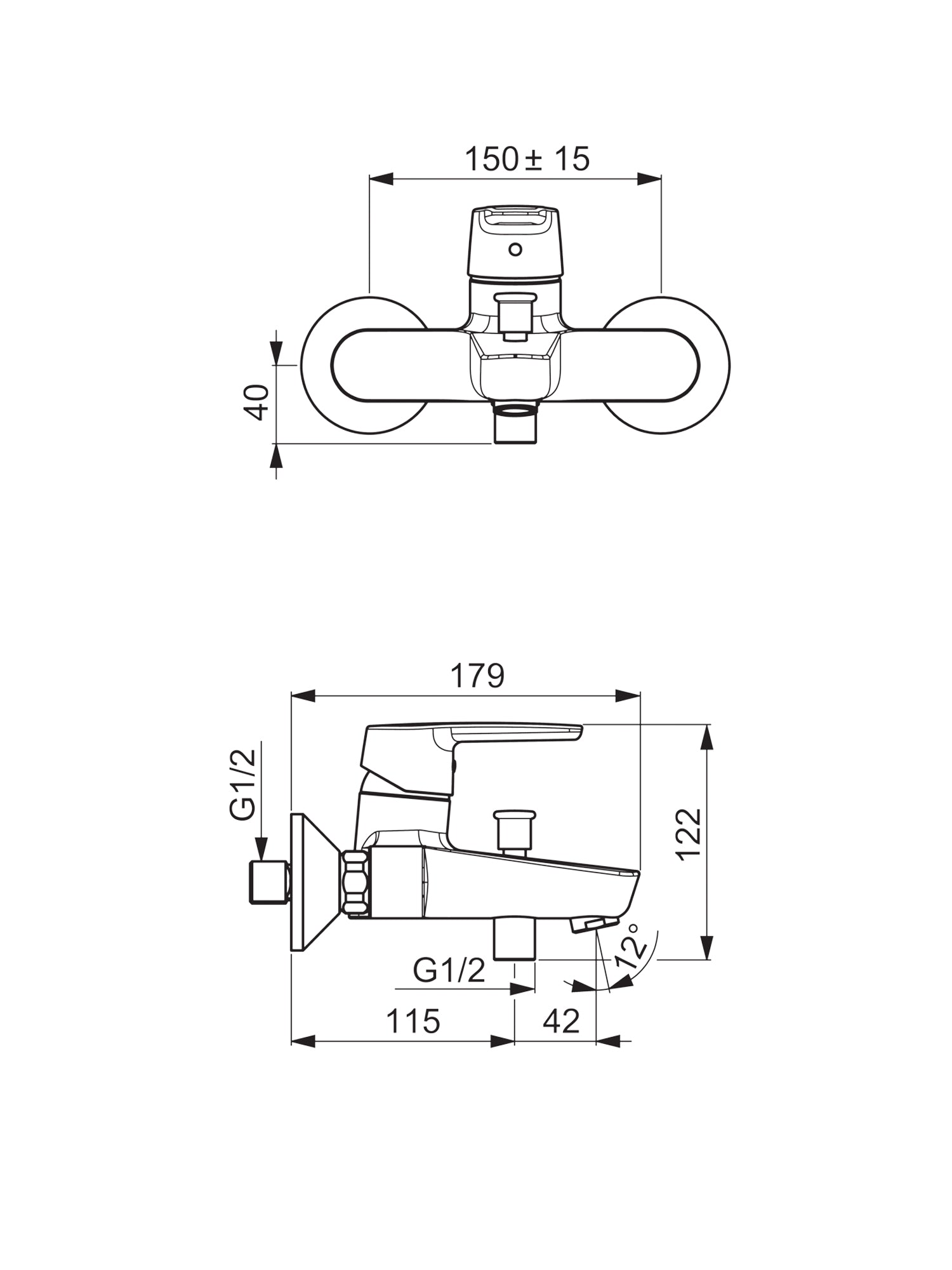 HansaPolo Exposed Bath Mixer 5144 2193