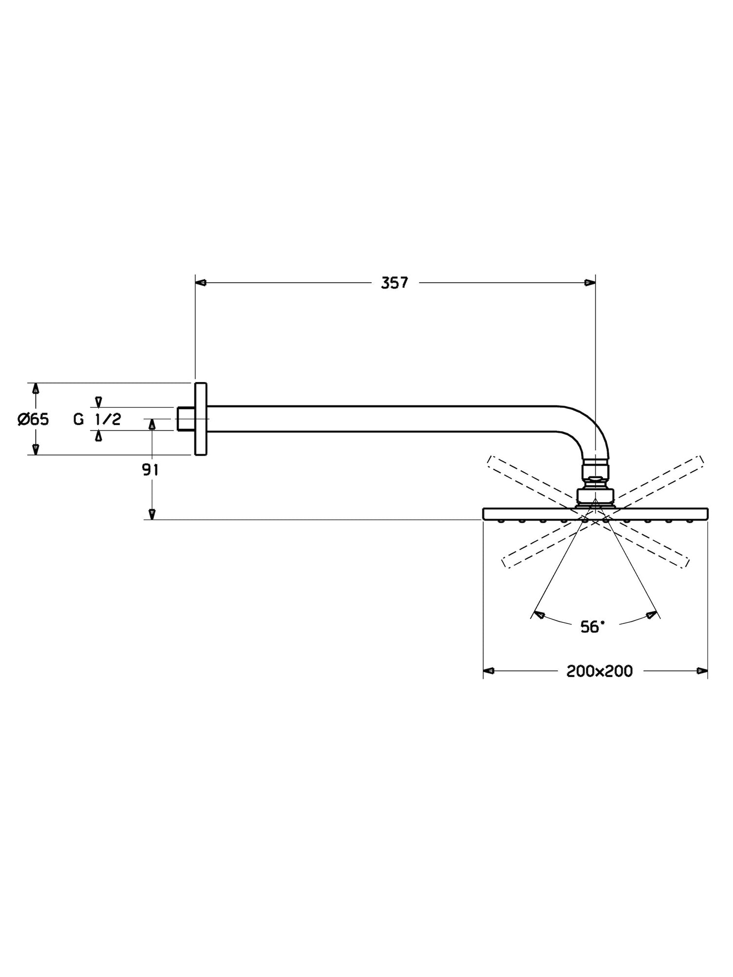 HansaViva Overhead Shower Rose Square 200mm #4426 0240