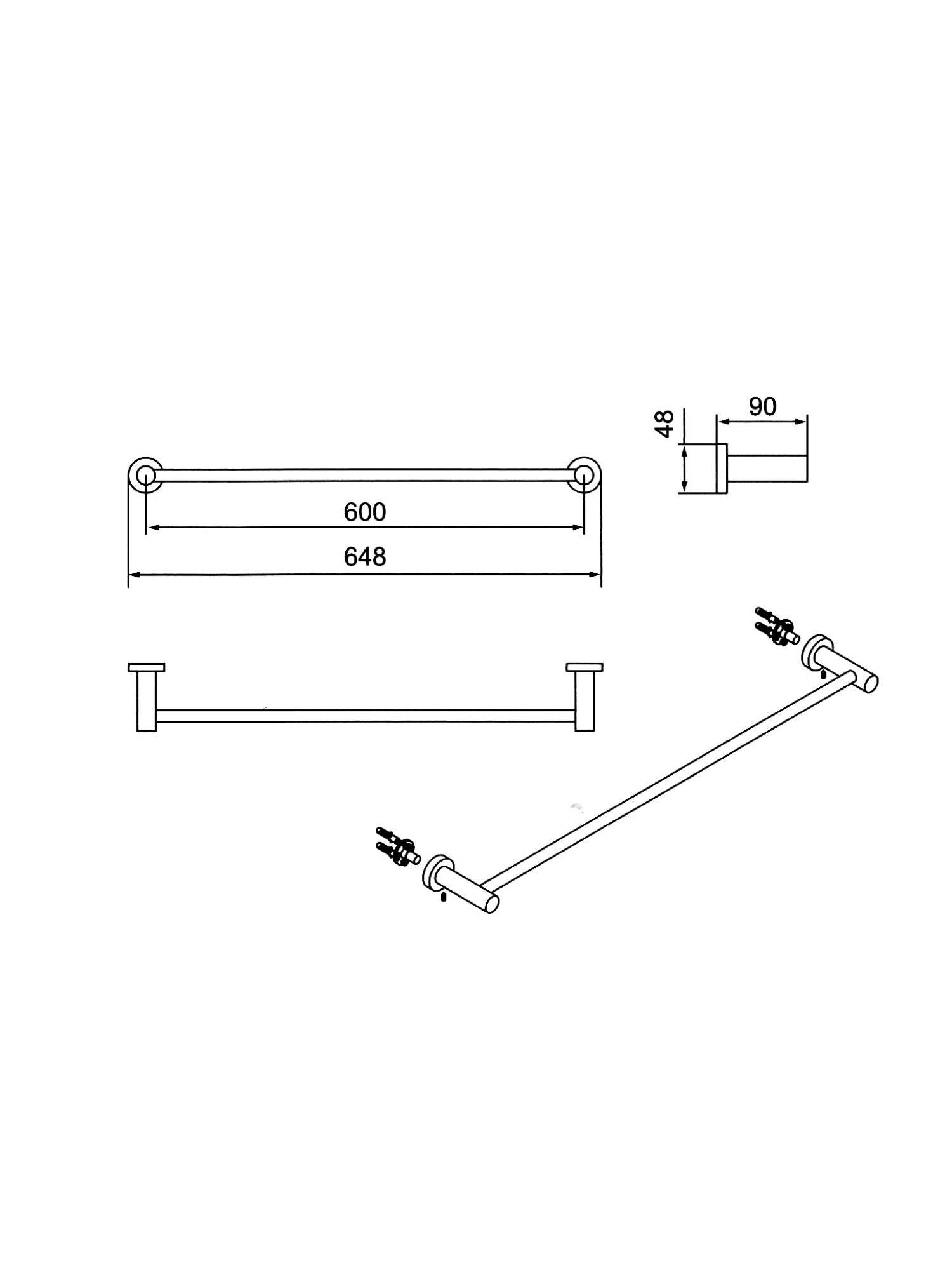 Klear Single Towel Rail 60cm #JM-S11