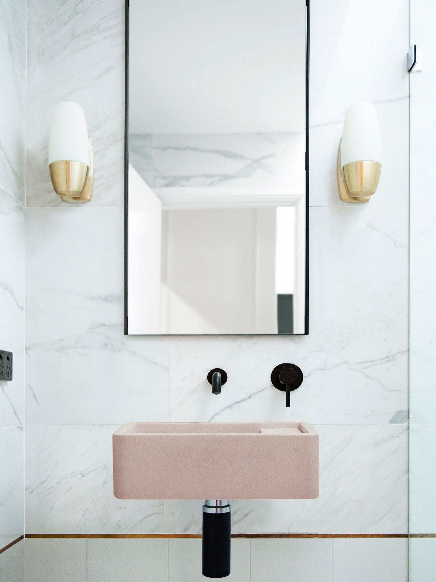 Shelf 01 Concrete Wall Hung Basin w/ Tap Hole & Overflow Kit