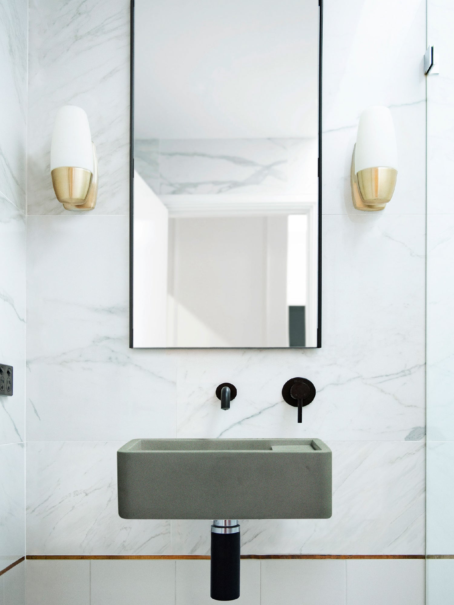 Shelf 01 Concrete Wall Hung Basin w/ Tap Hole & Overflow Kit