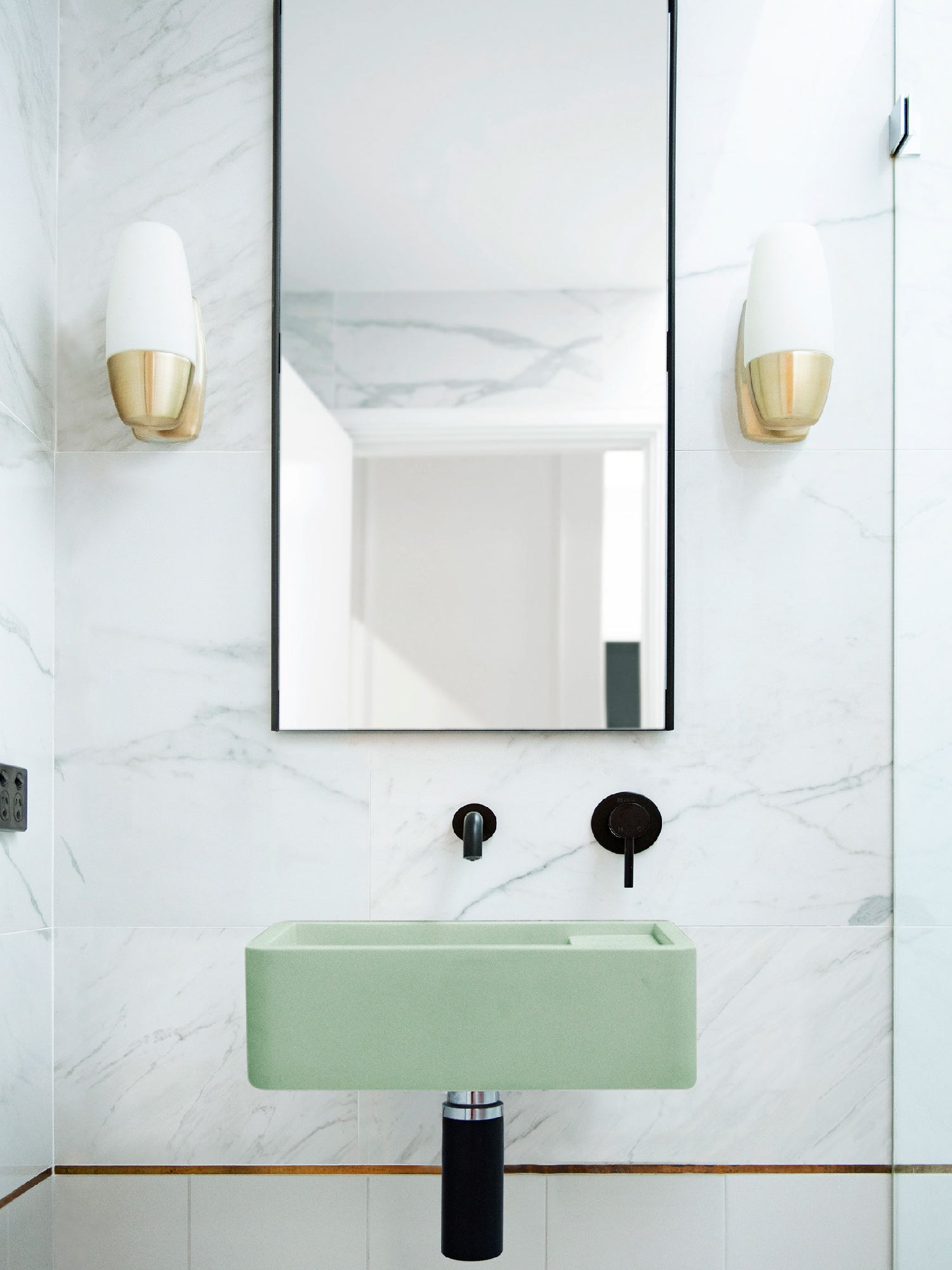 Shelf 01 Concrete Wall Hung Basin w/ Tap Hole & Overflow Kit