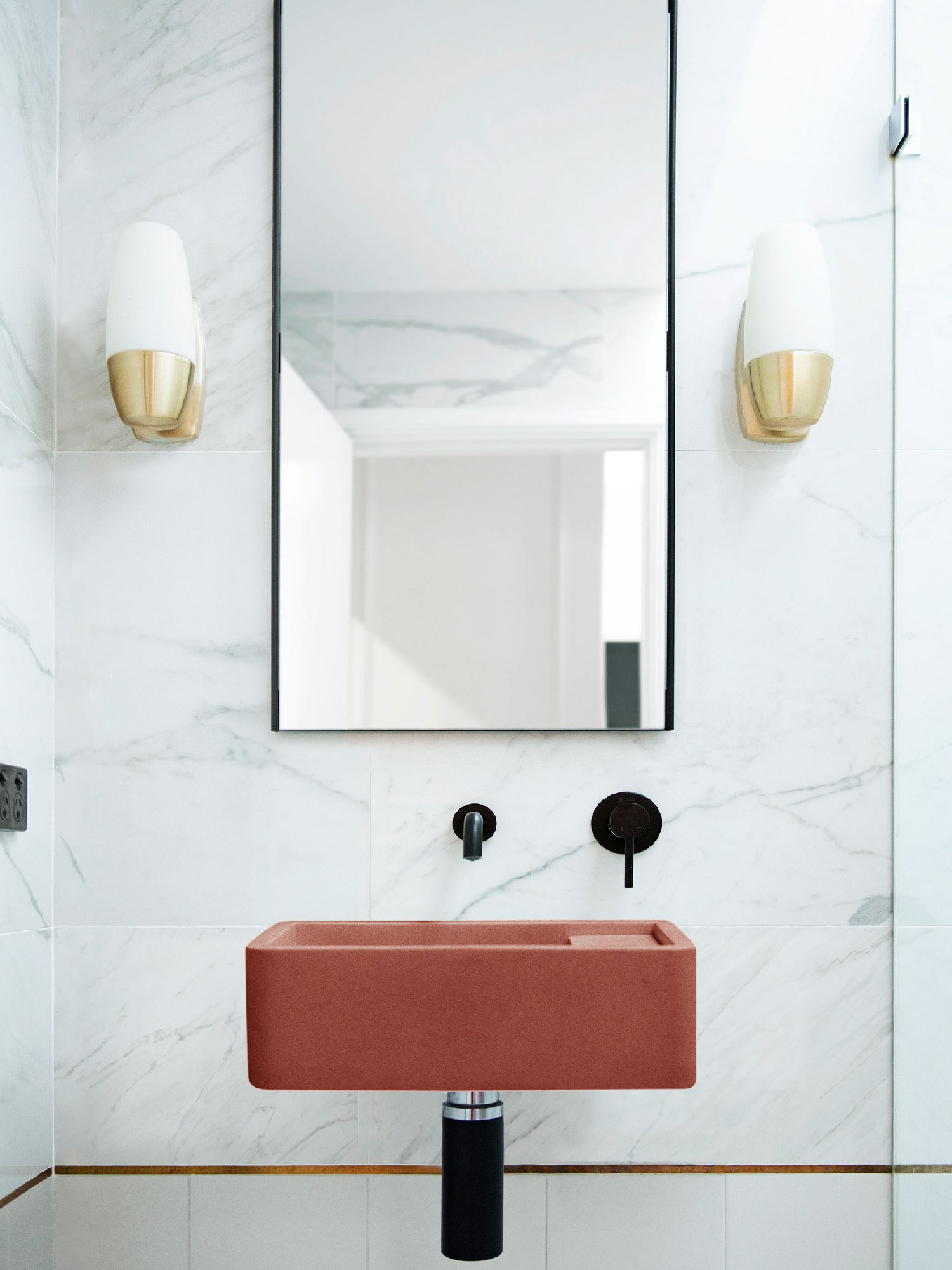Shelf 01 Concrete Wall Hung Basin w/ Tap Hole & Overflow Kit
