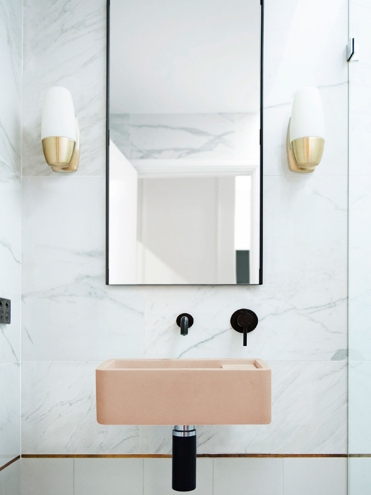 Shelf 01 Concrete Wall Hung Basin w/ Tap Hole & Overflow Kit