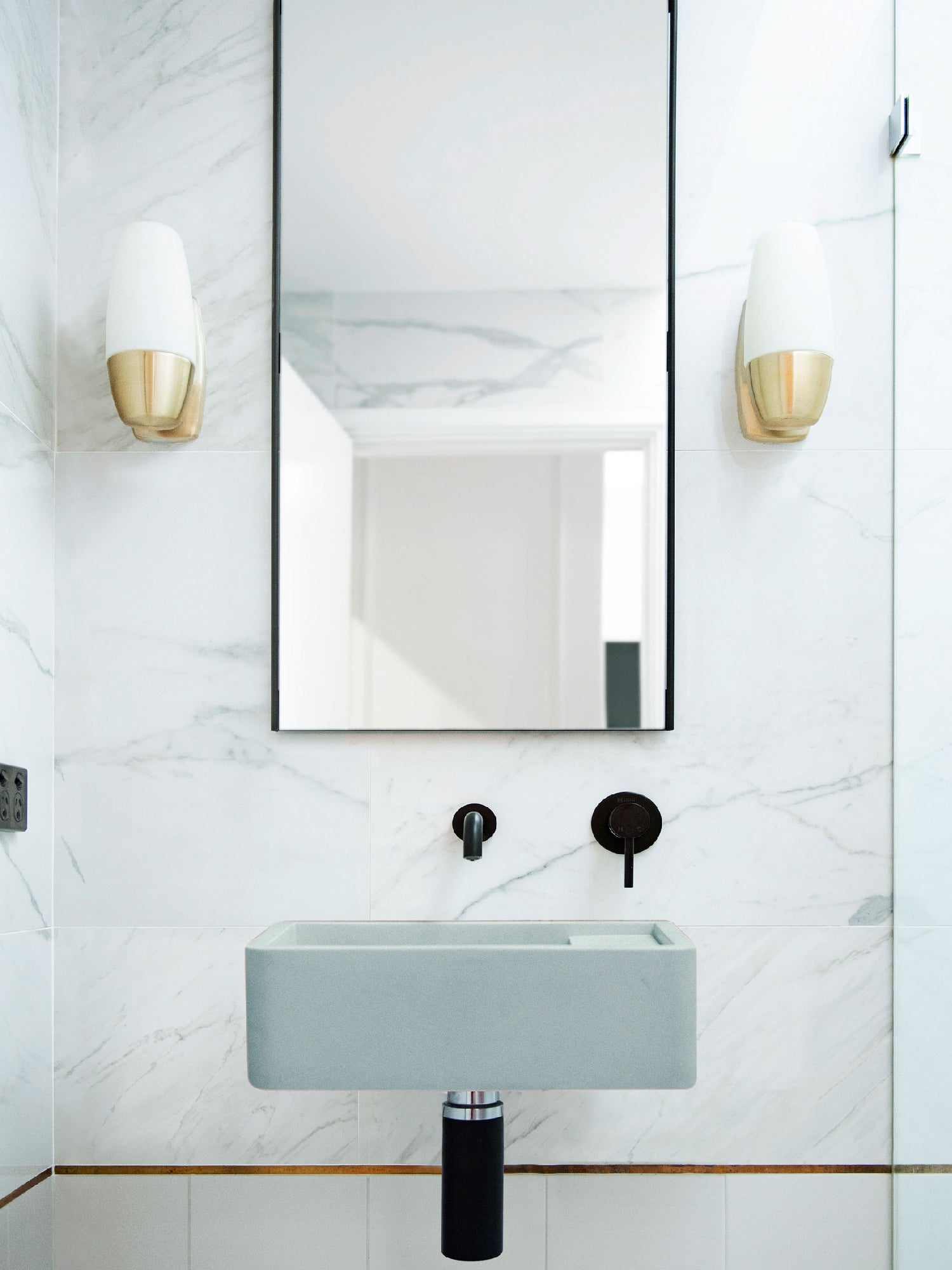 Shelf 01 Concrete Wall Hung Basin w/ Tap Hole & Overflow Kit