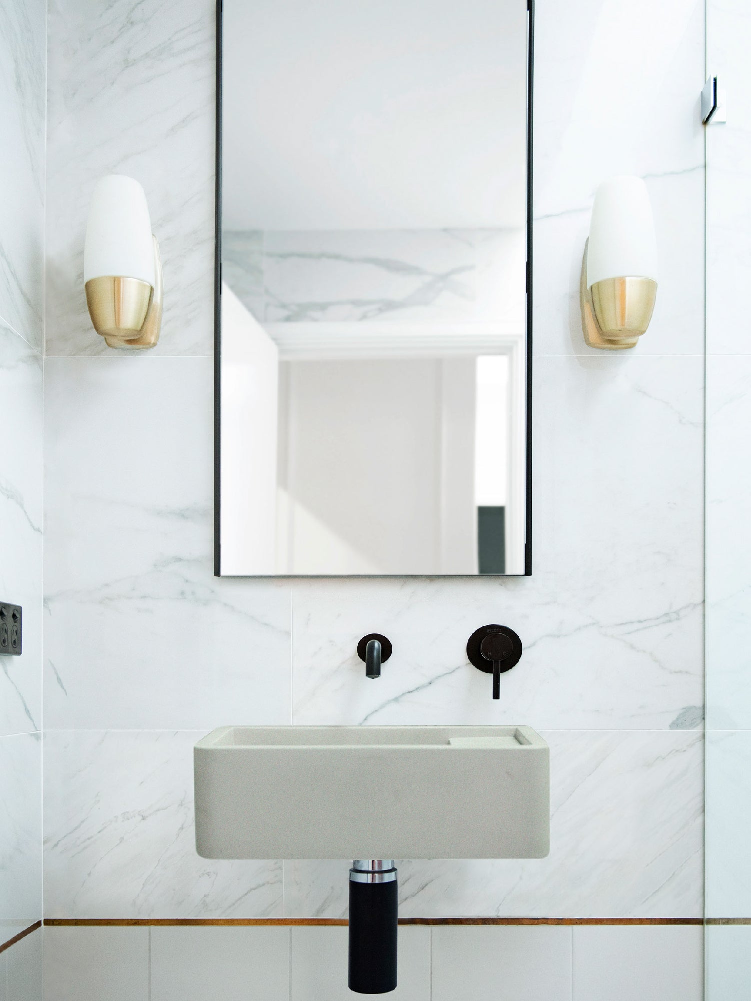 Shelf 01 Concrete Wall Hung Basin w/ Tap Hole & Overflow Kit