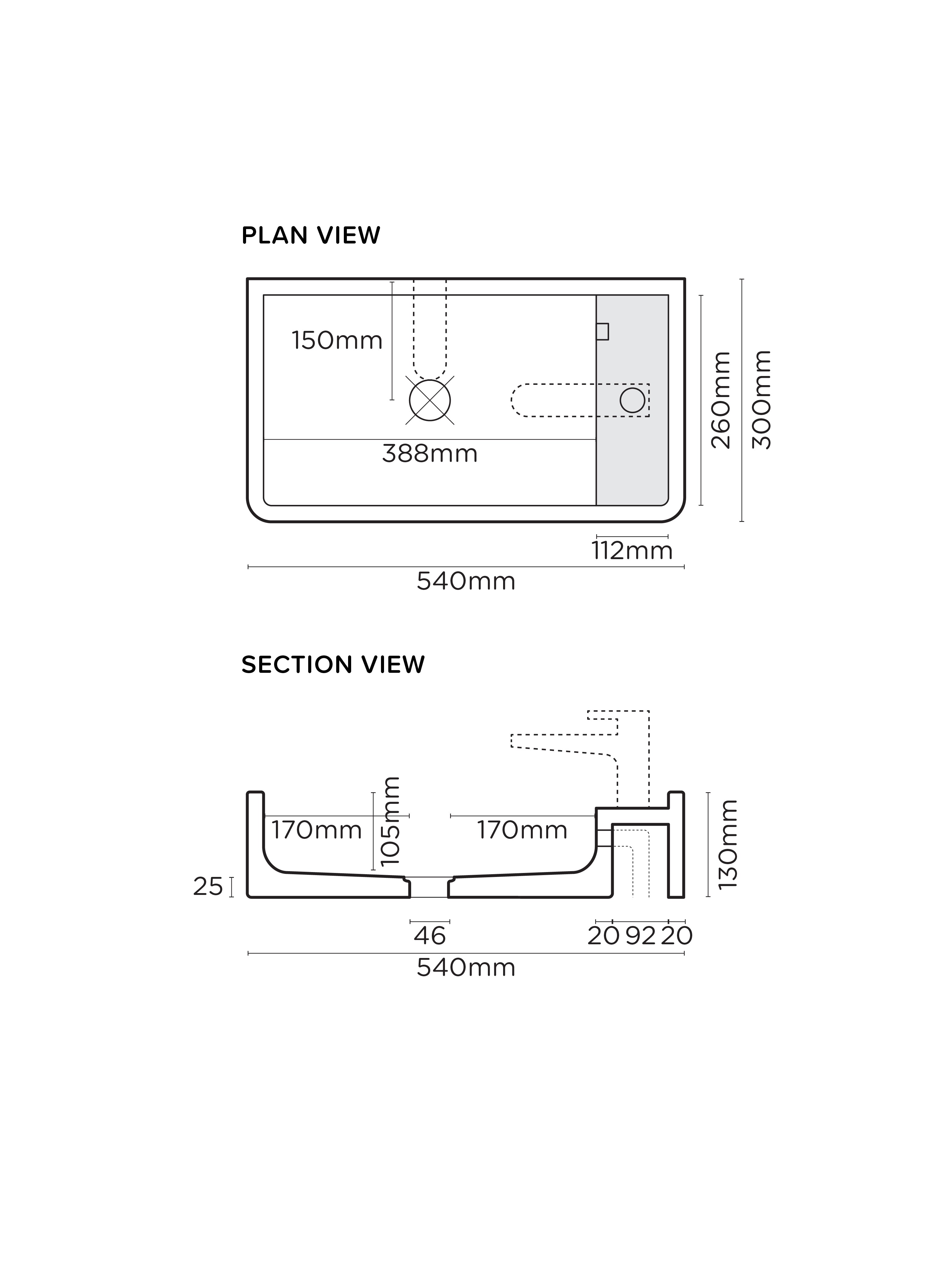Shelf 02 Concrete Countertop Basin w/ Tap Hole & Overflow Kit