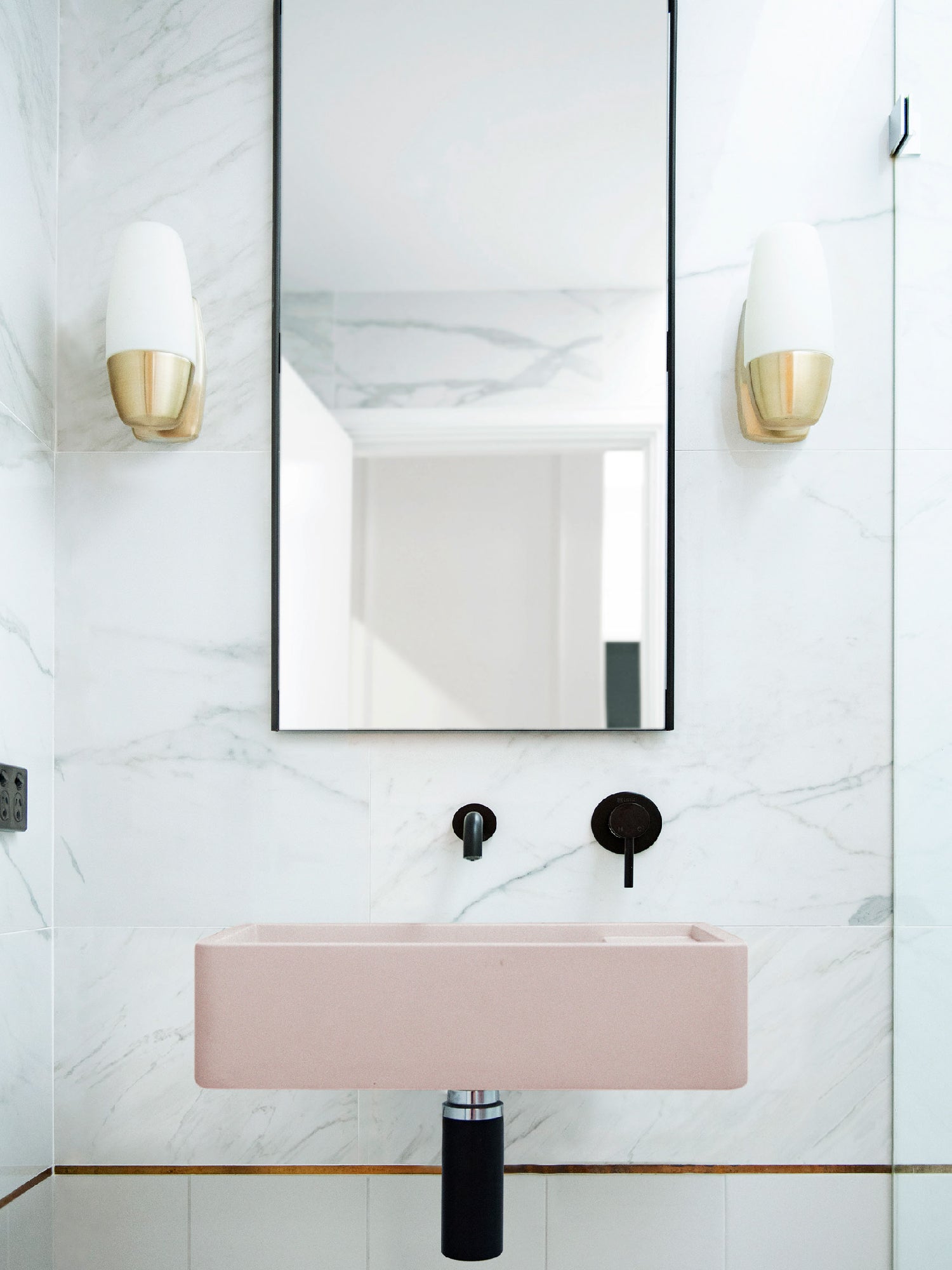 Shelf 02 Concrete Wall Hung Basin w/ Tap Hole & Overflow kit