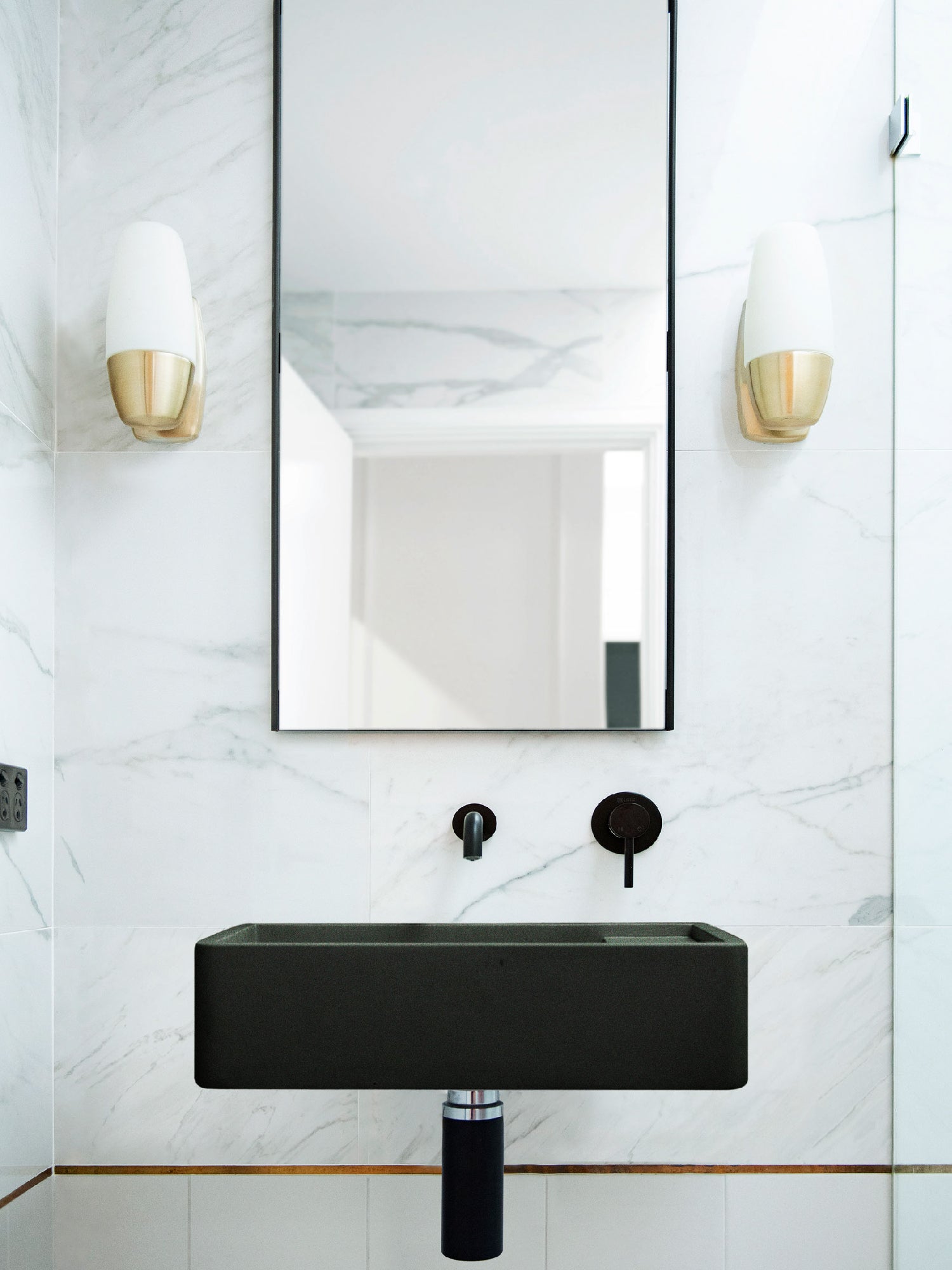 Shelf 02 Concrete Wall Hung Basin w/ Tap Hole & Overflow kit