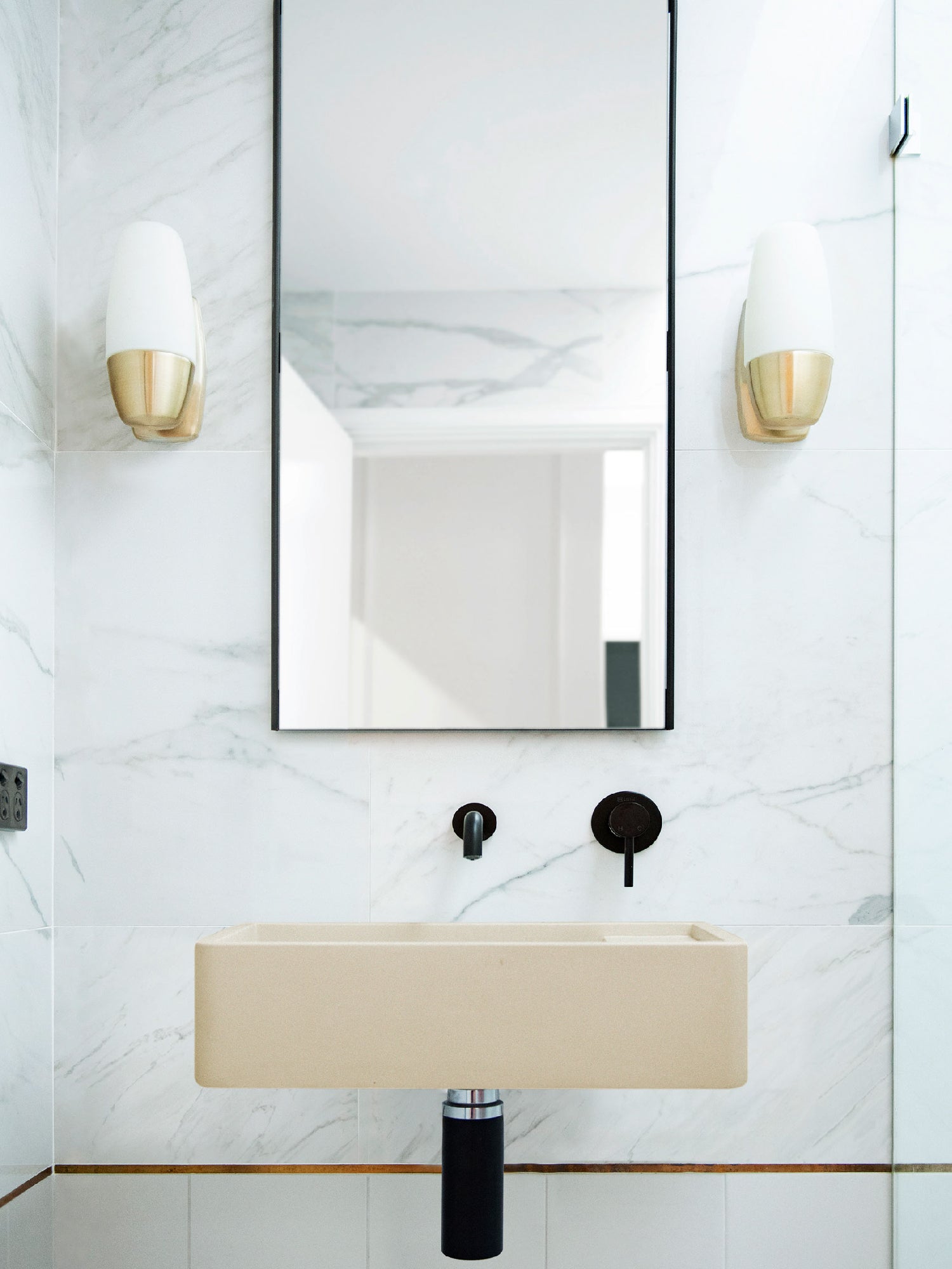 Shelf 02 Concrete Wall Hung Basin w/ Tap Hole & Overflow kit