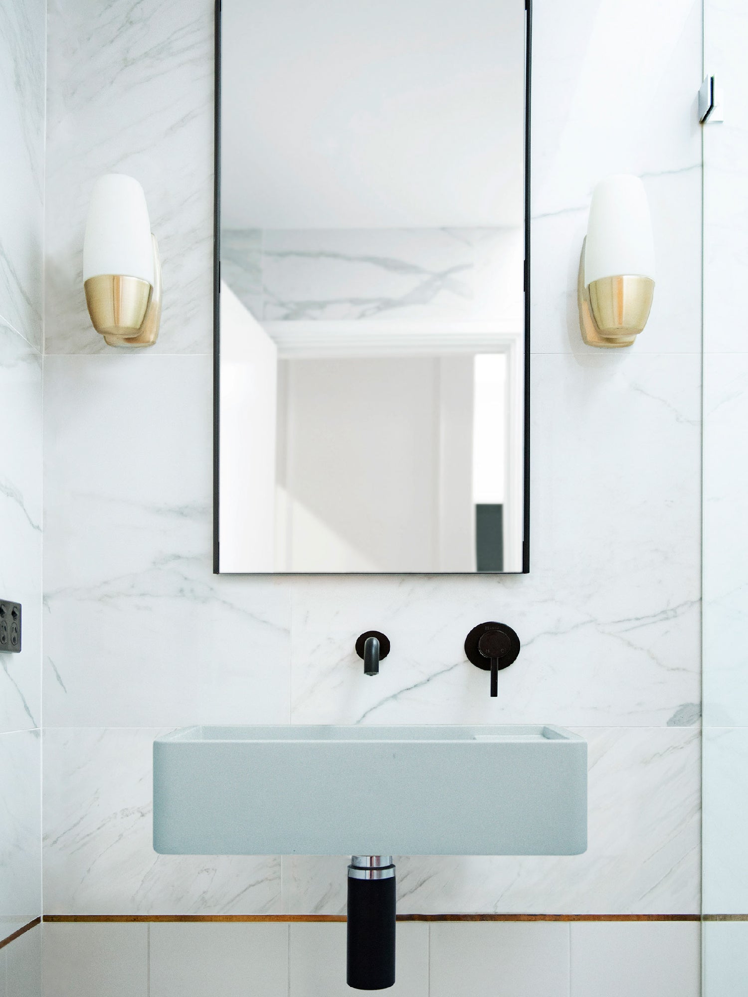 Shelf 02 Concrete Wall Hung Basin w/ Tap Hole & Overflow kit