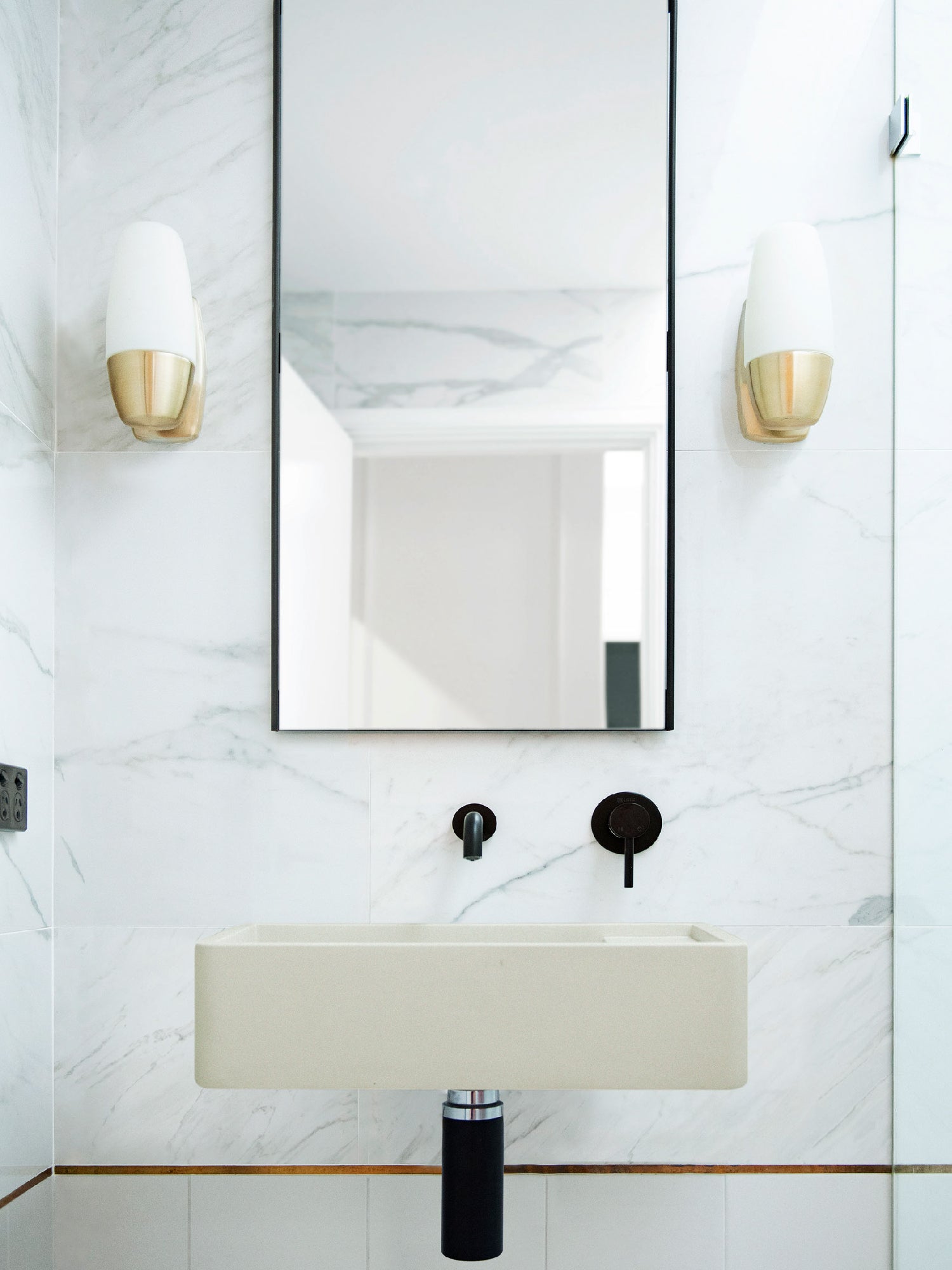 Shelf 02 Concrete Wall Hung Basin w/ Tap Hole & Overflow kit