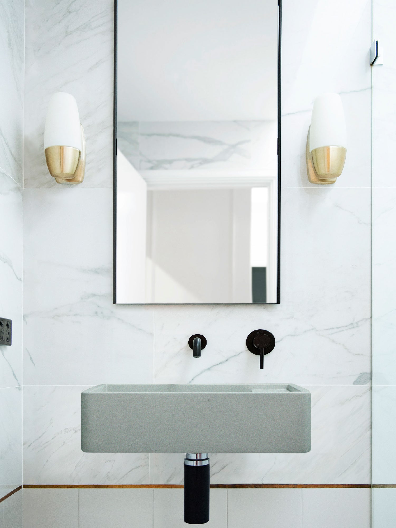 Shelf 02 Concrete Wall Hung Basin w/ Tap Hole & Overflow kit