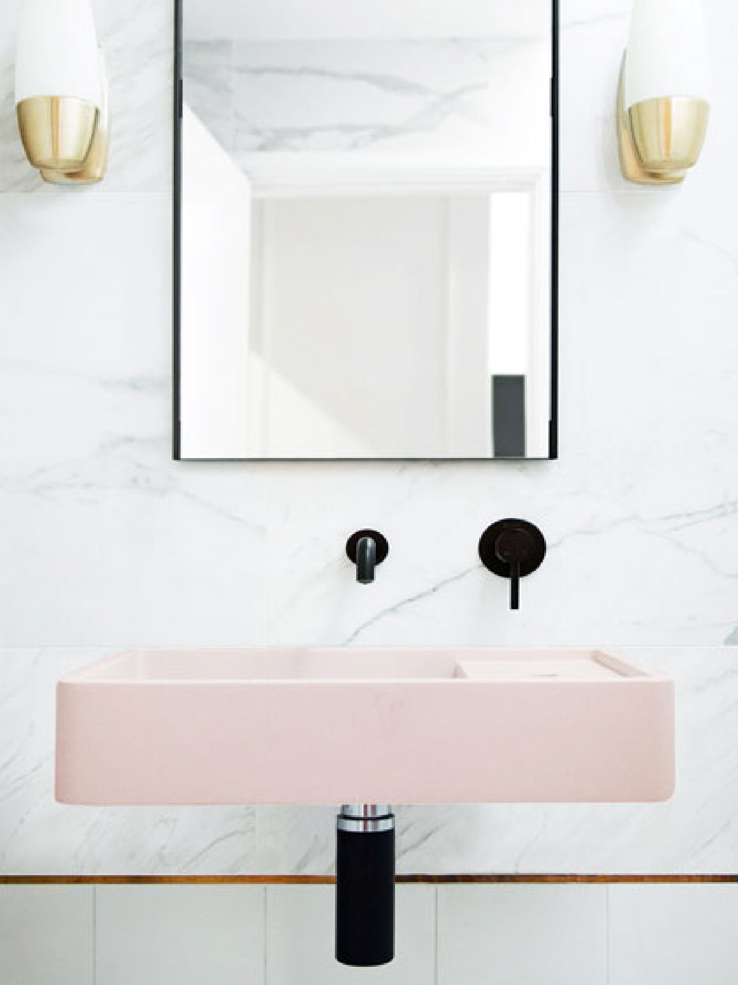 Shelf 03 Concrete Wall Hung Basin w/ Tap Hole & Overflow Kit
