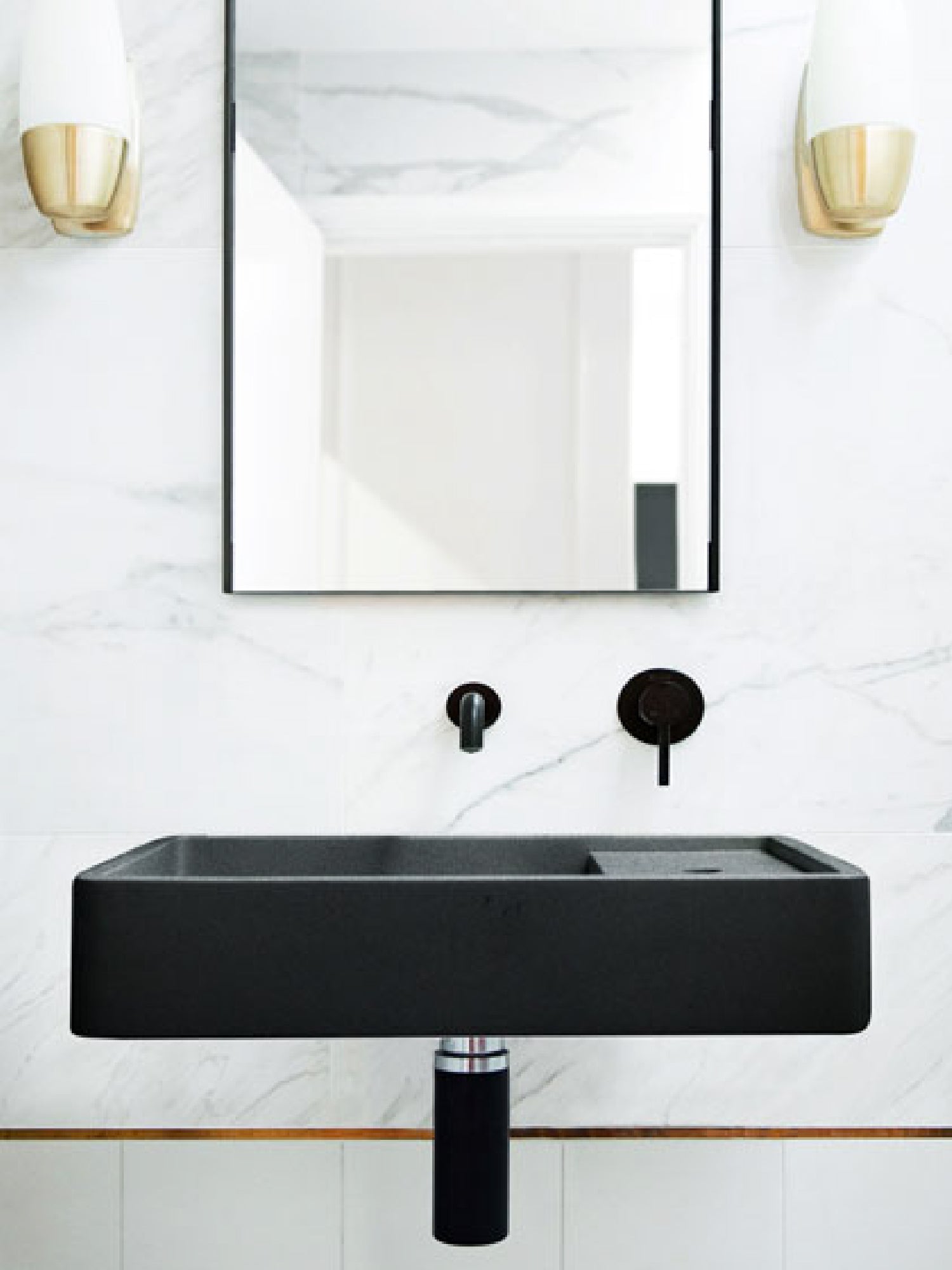 Shelf 03 Concrete Wall Hung Basin w/ Tap Hole & Overflow Kit