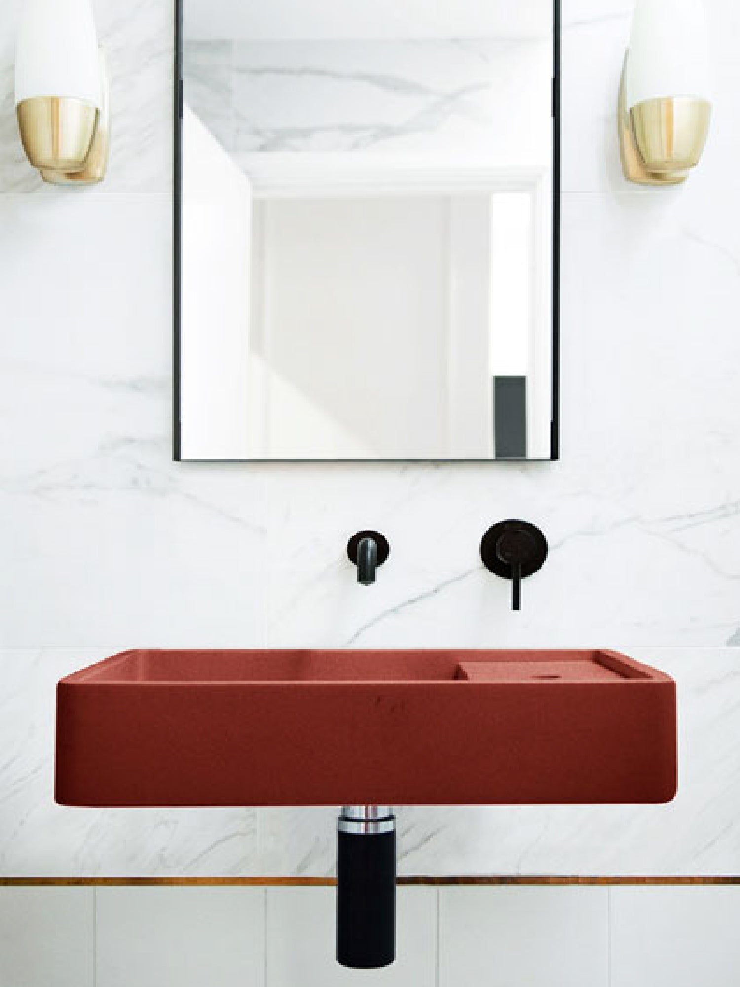 Shelf 03 Concrete Wall Hung Basin w/ Tap Hole & Overflow Kit