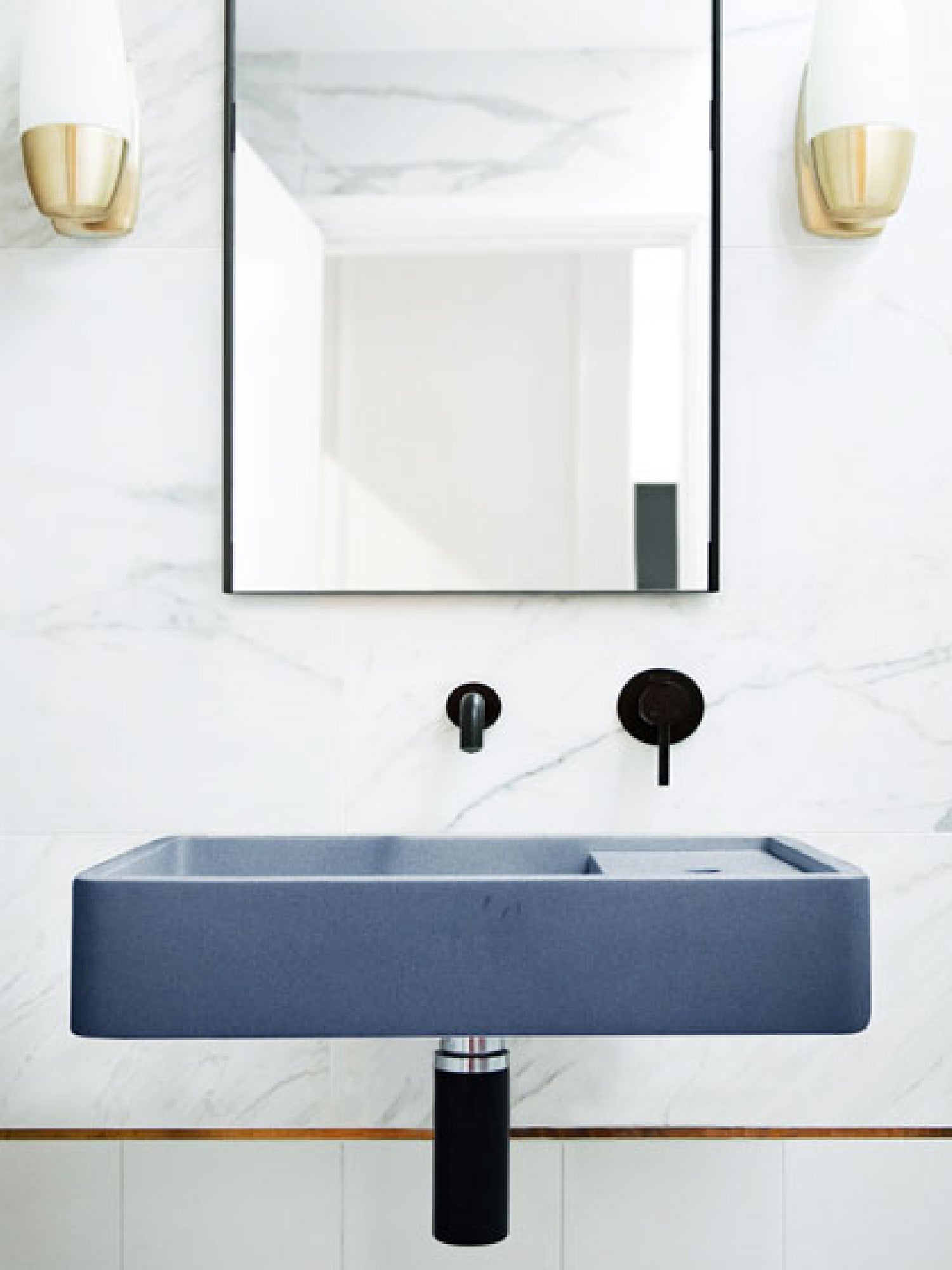 Shelf 03 Concrete Wall Hung Basin w/ Tap Hole & Overflow Kit