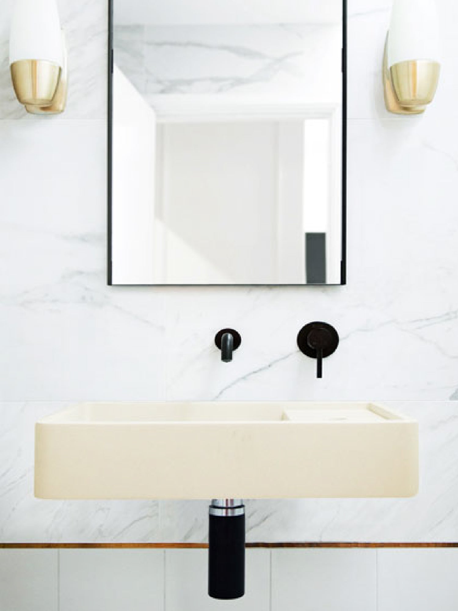 Shelf 03 Concrete Wall Hung Basin w/ Tap Hole & Overflow Kit