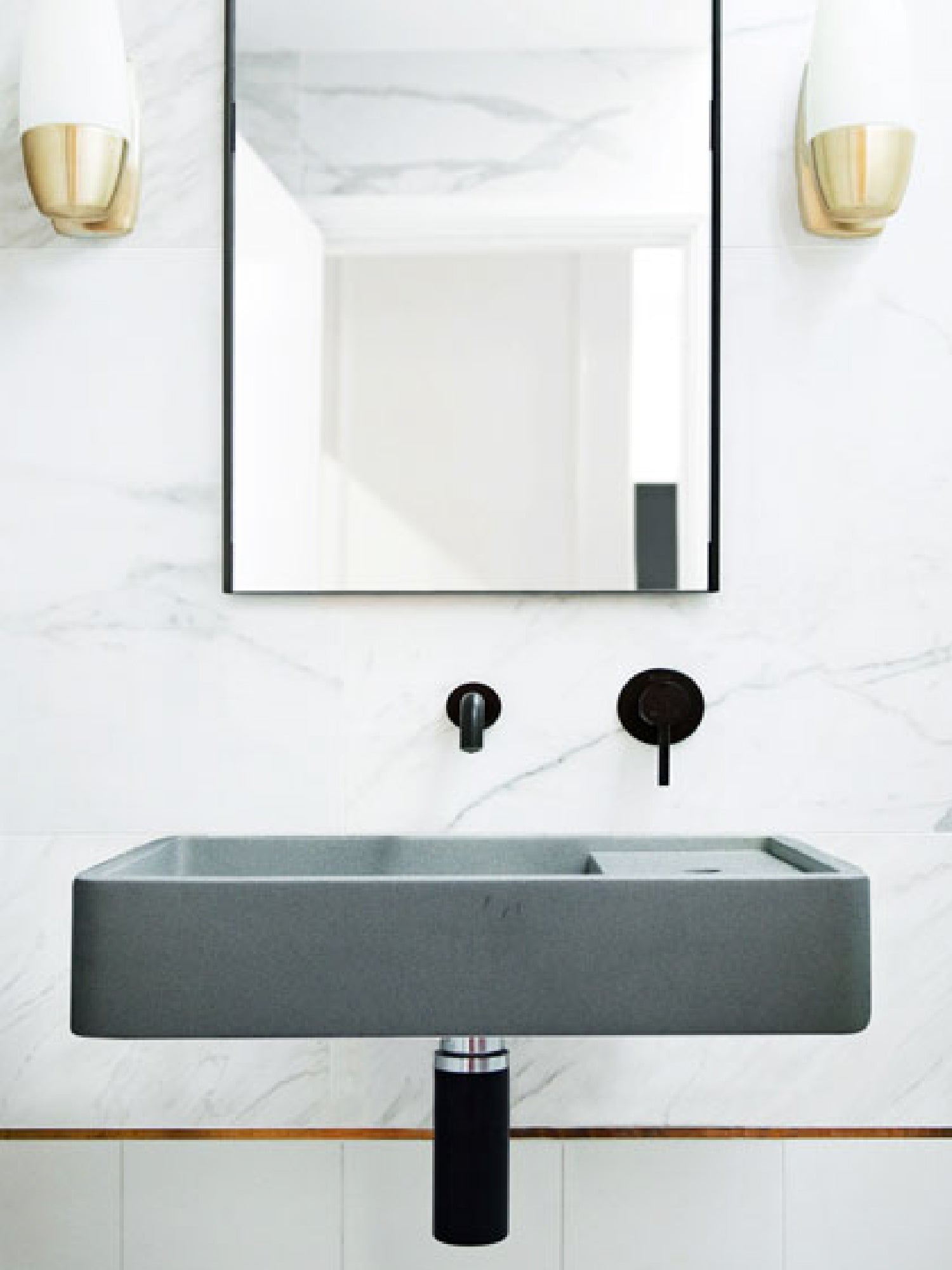 Shelf 03 Concrete Wall Hung Basin w/ Tap Hole & Overflow Kit