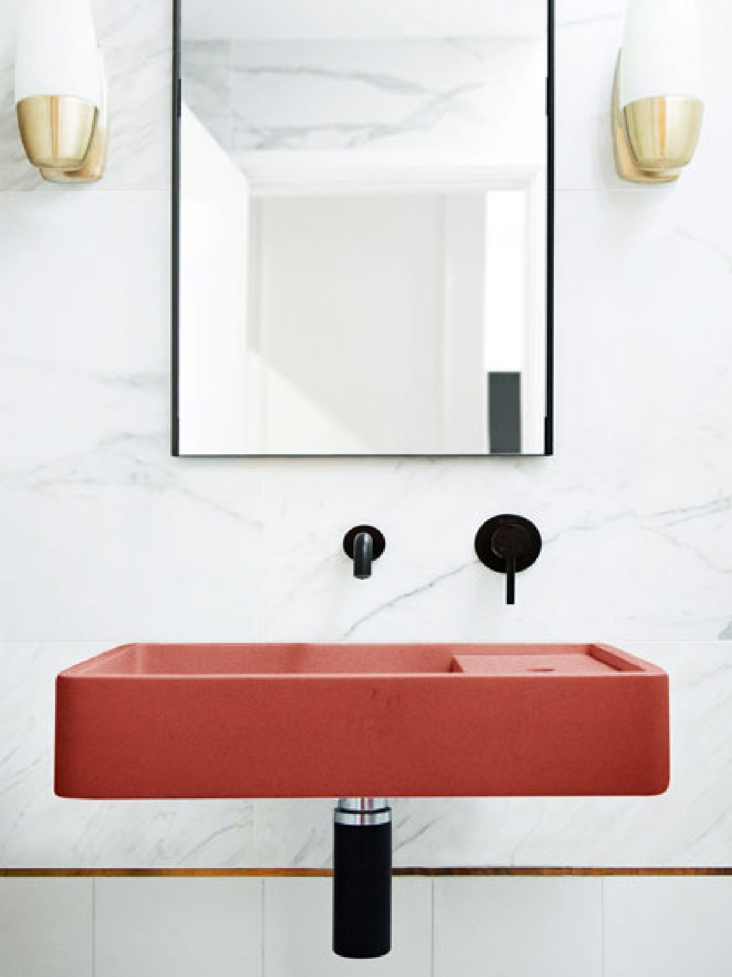 Shelf 03 Concrete Wall Hung Basin w/ Tap Hole & Overflow Kit
