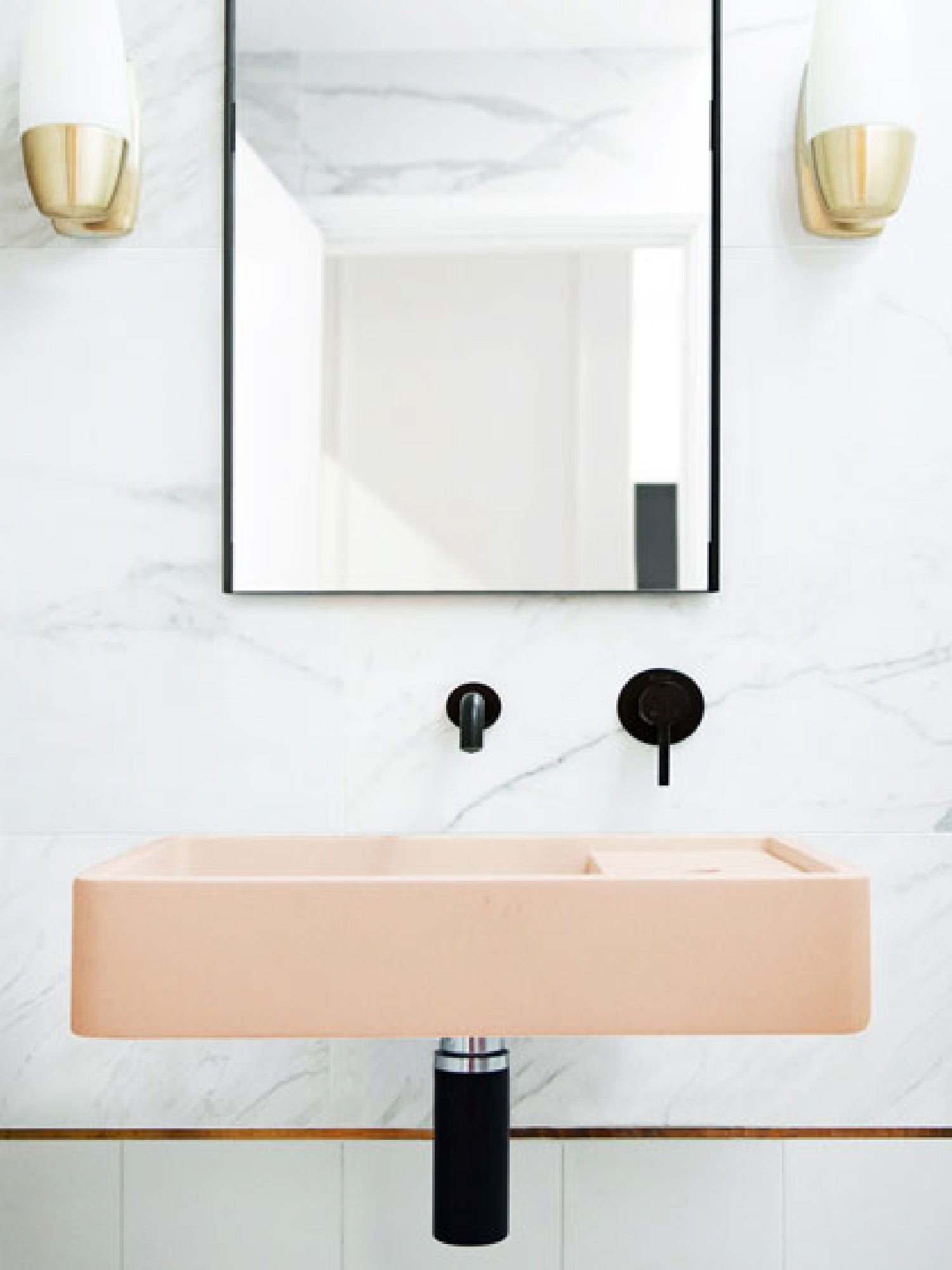 Shelf 03 Concrete Wall Hung Basin w/ Tap Hole & Overflow Kit