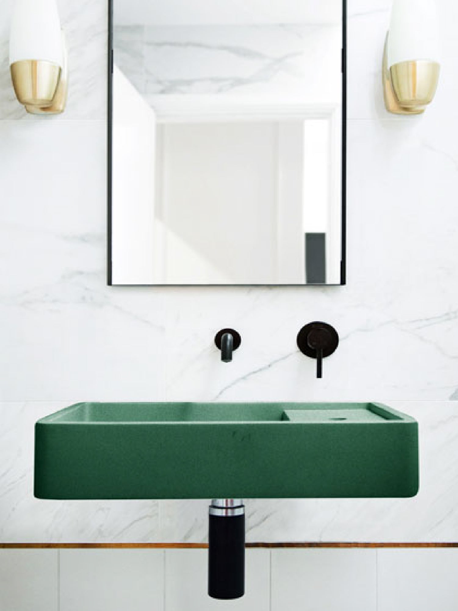 Shelf 03 Concrete Wall Hung Basin w/ Tap Hole & Overflow Kit