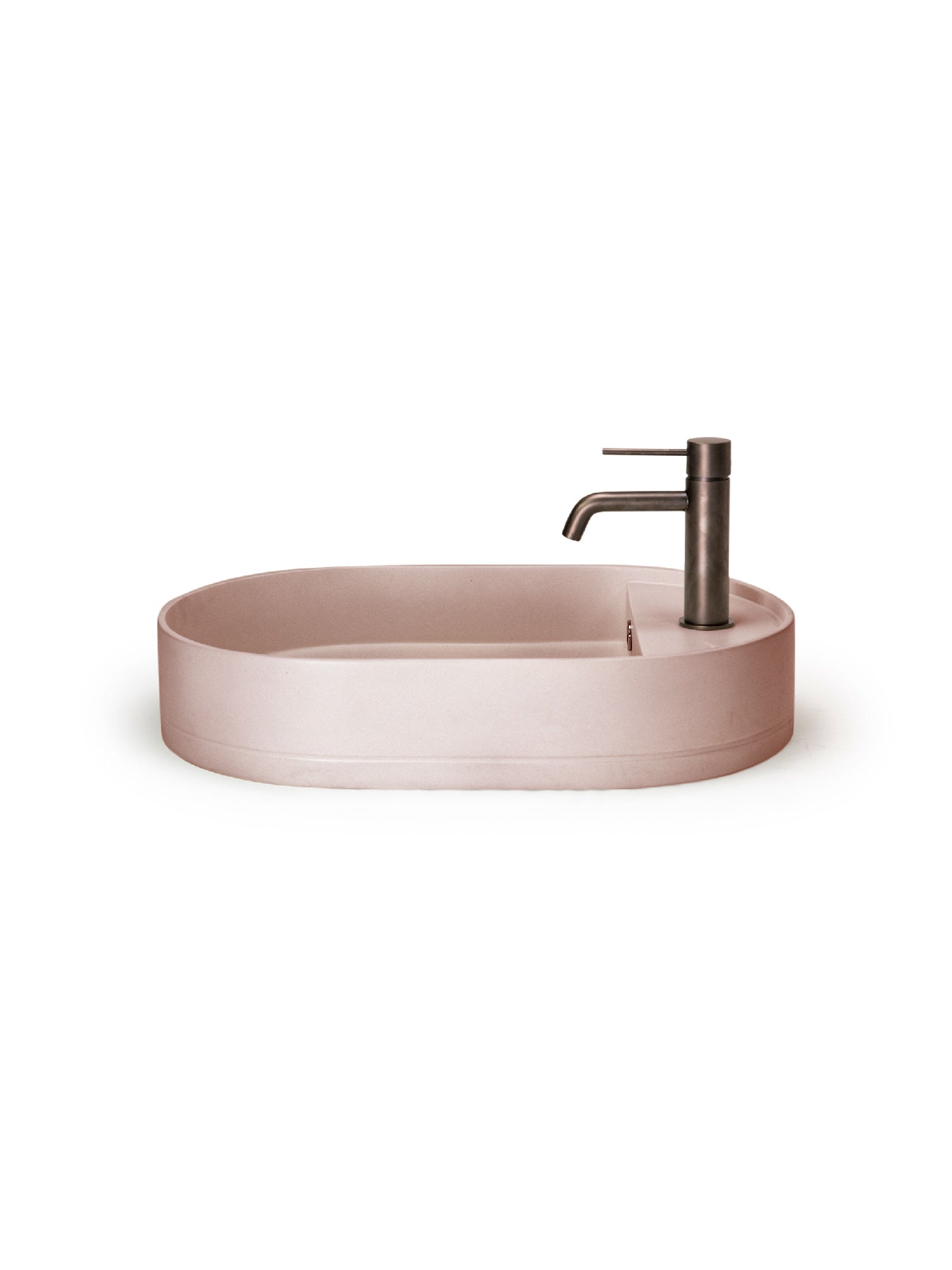 Shelf Oval Concrete Countertop Basin w/ Tap Hole & Overflow kit