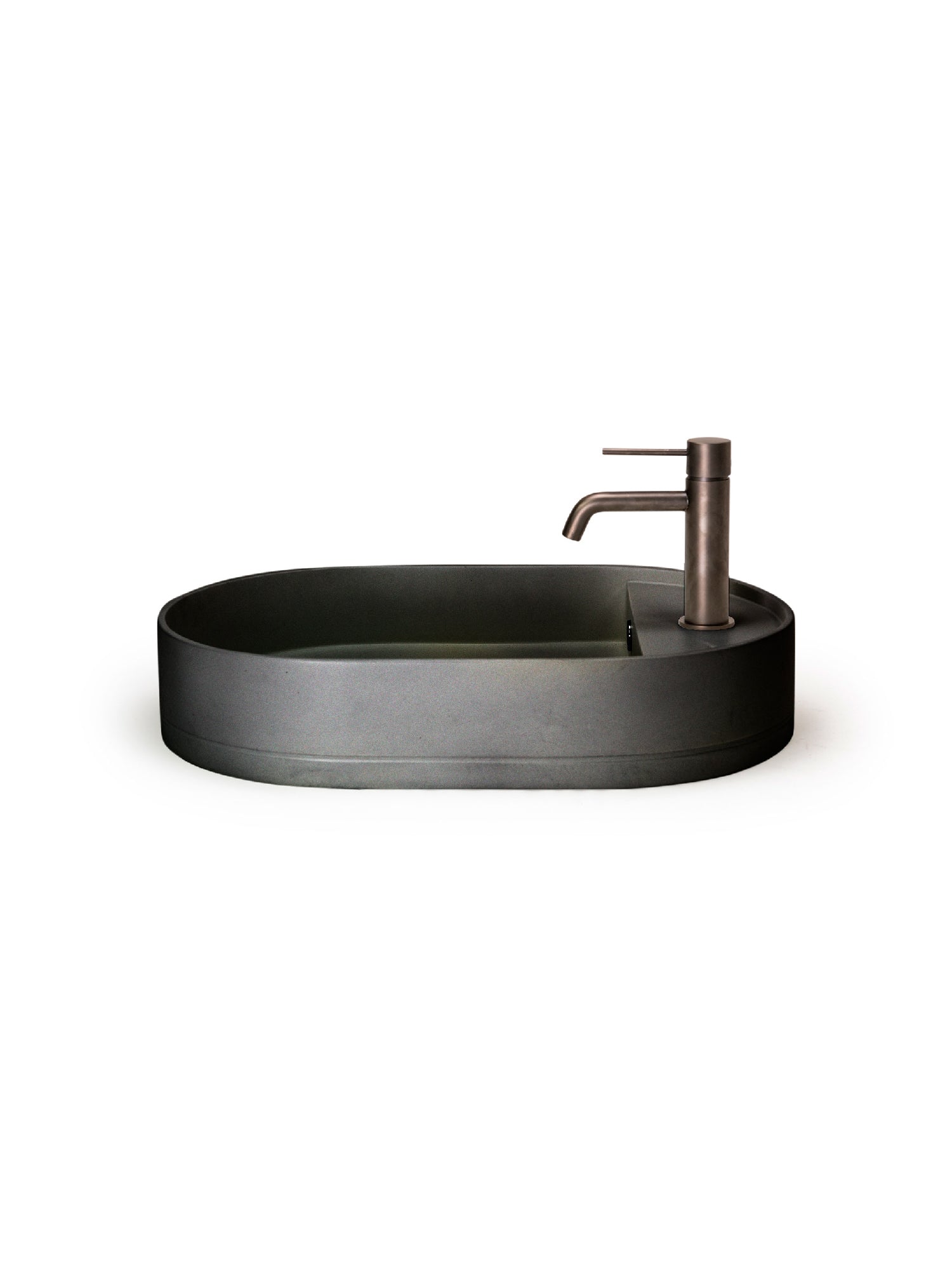 Shelf Oval Concrete Countertop Basin w/ Tap Hole & Overflow kit