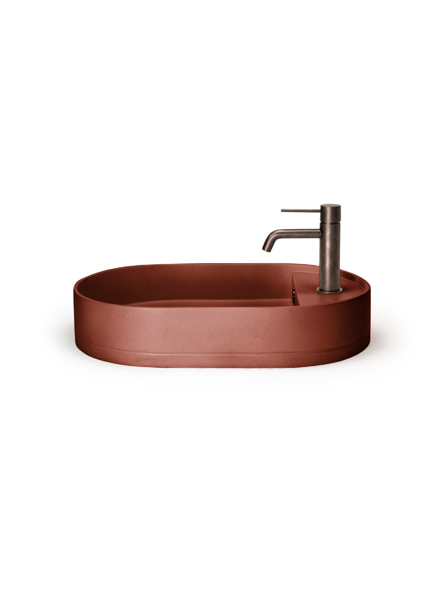 Shelf Oval Concrete Countertop Basin w/ Tap Hole & Overflow kit