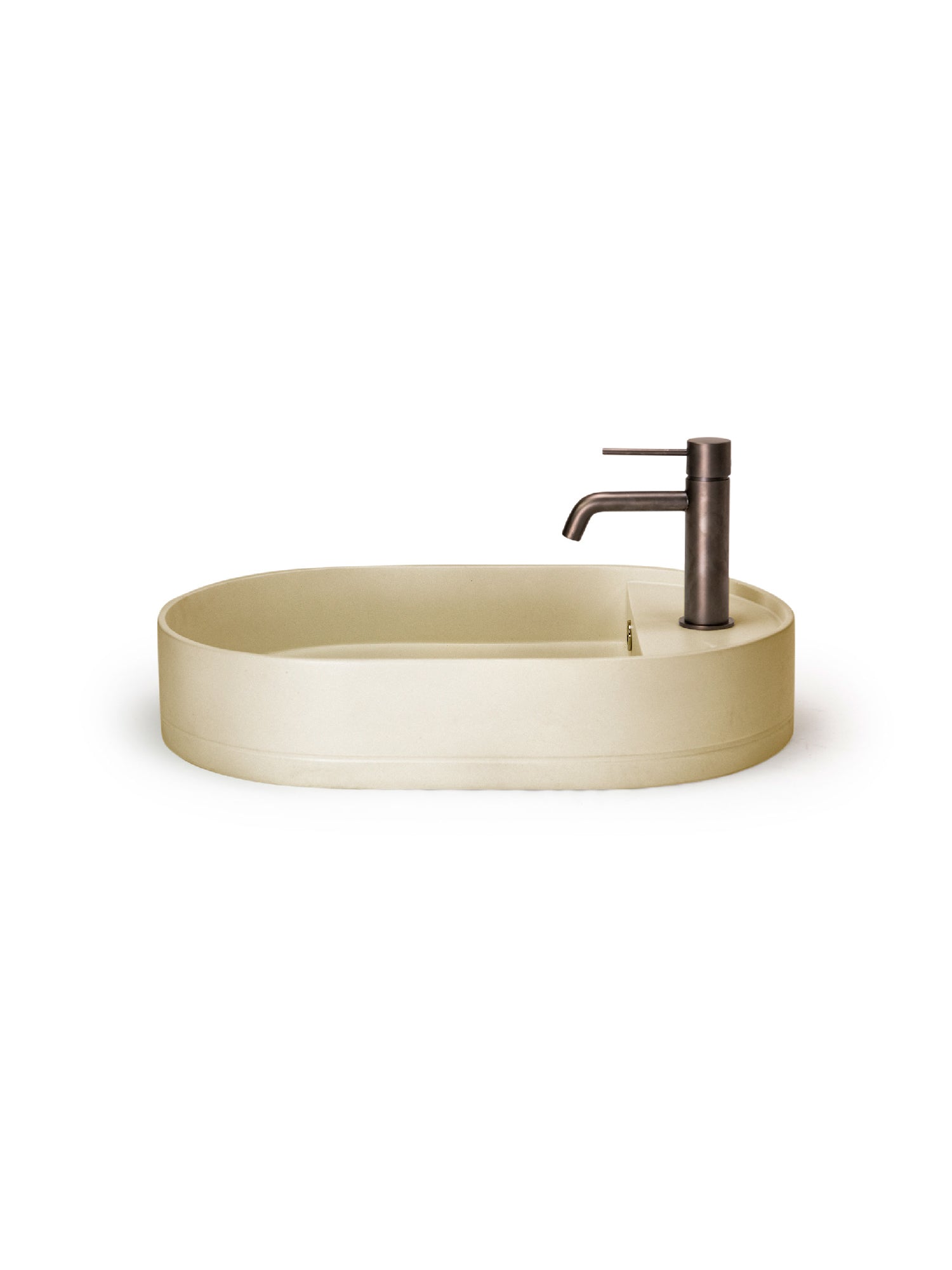Shelf Oval Concrete Countertop Basin w/ Tap Hole & Overflow kit