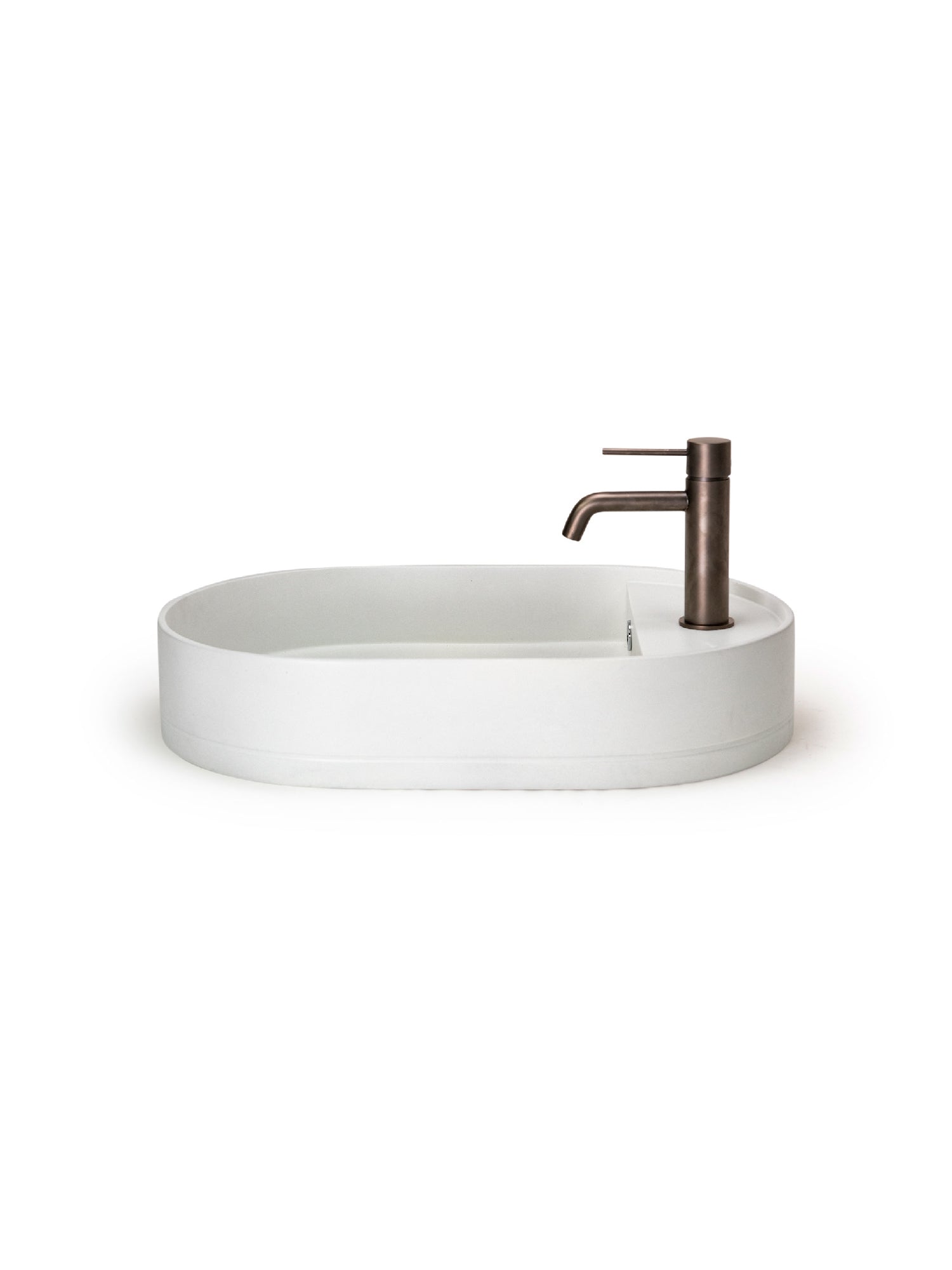 Shelf Oval Concrete Countertop Basin w/ Tap Hole & Overflow kit