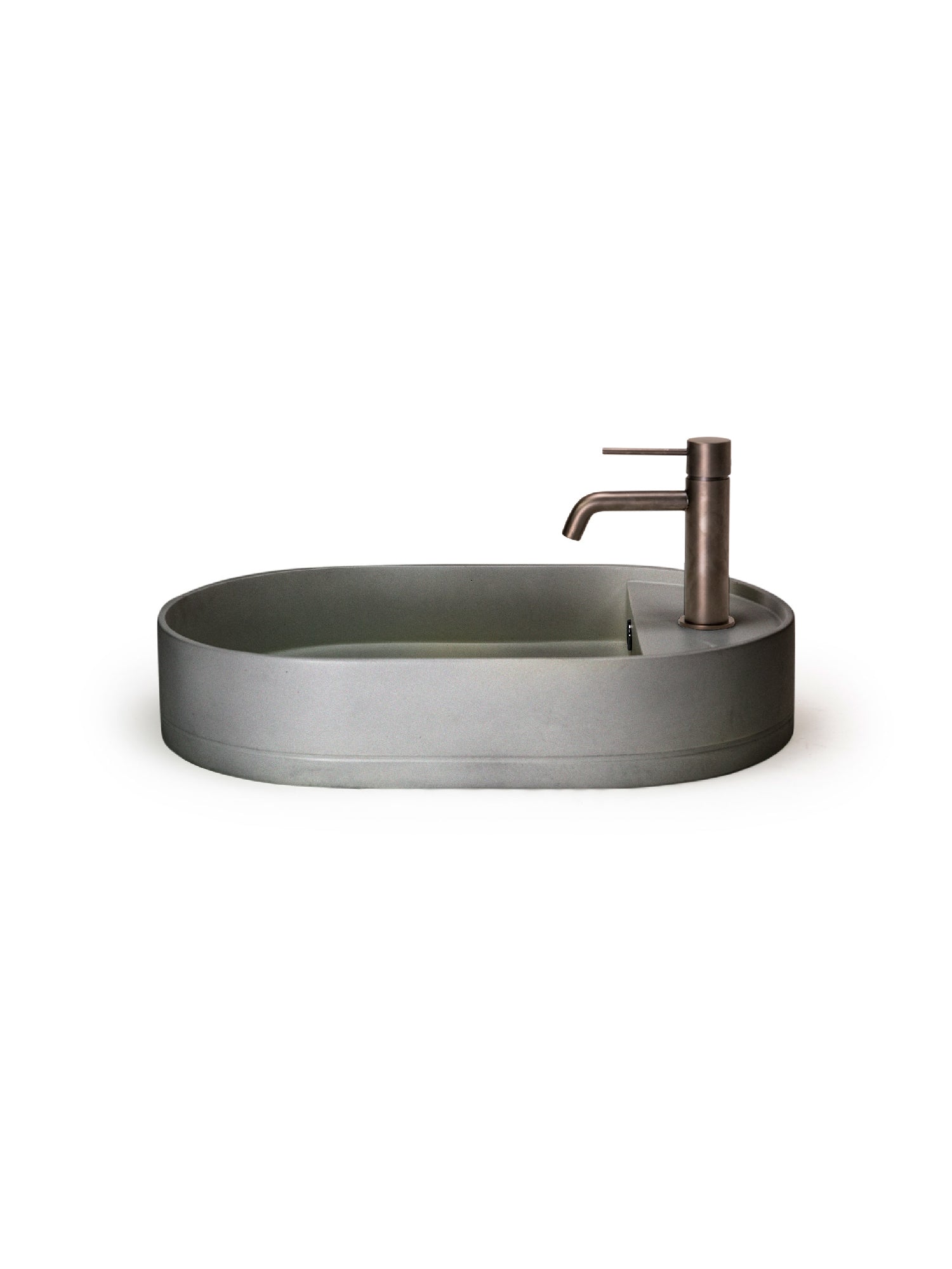 Shelf Oval Concrete Countertop Basin w/ Tap Hole & Overflow kit