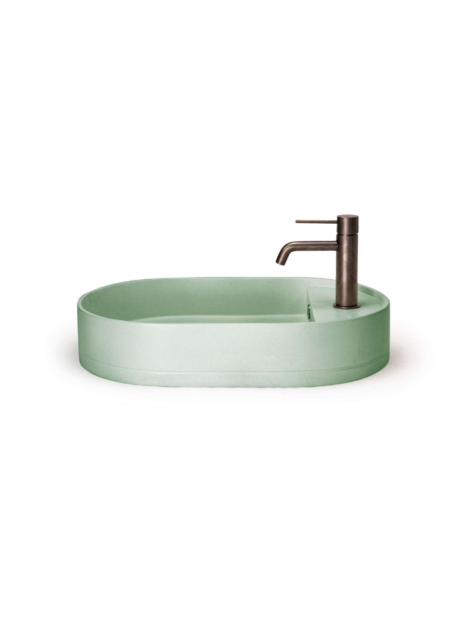 Shelf Oval Concrete Countertop Basin w/ Tap Hole & Overflow kit