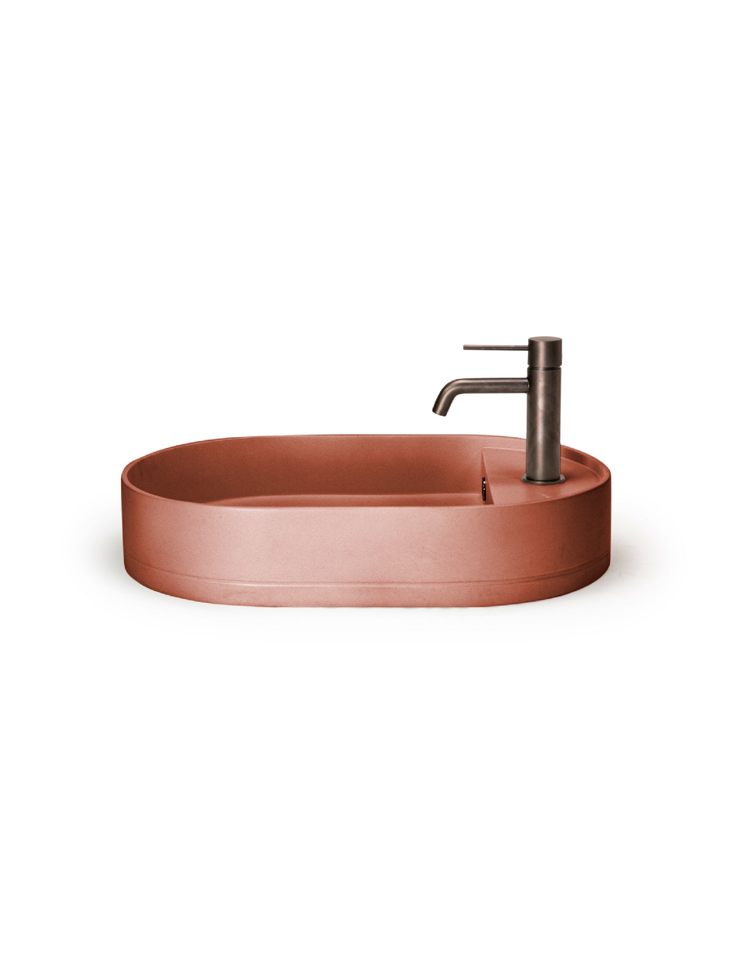 Shelf Oval Concrete Countertop Basin w/ Tap Hole & Overflow kit