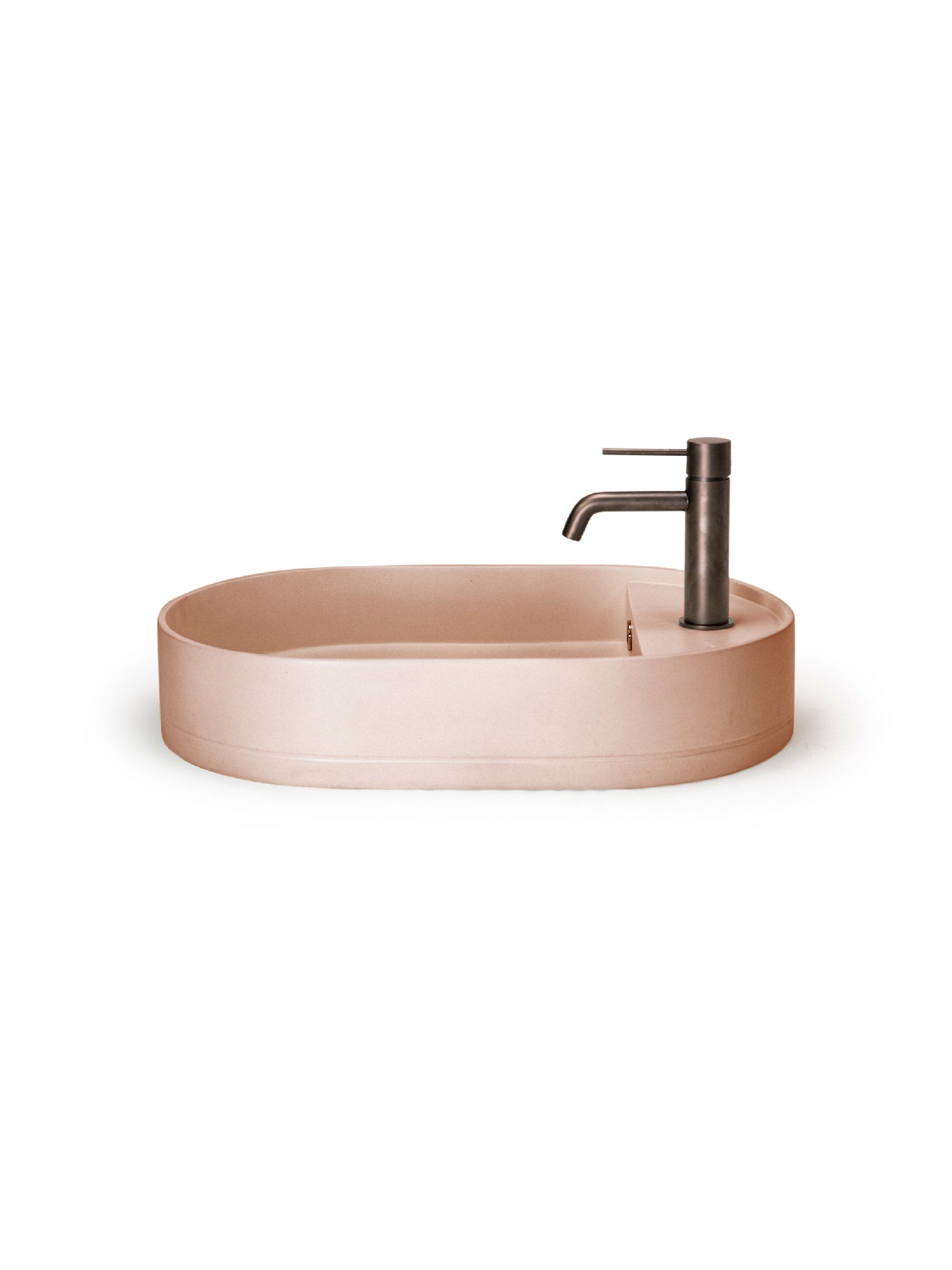 Shelf Oval Concrete Countertop Basin w/ Tap Hole & Overflow kit