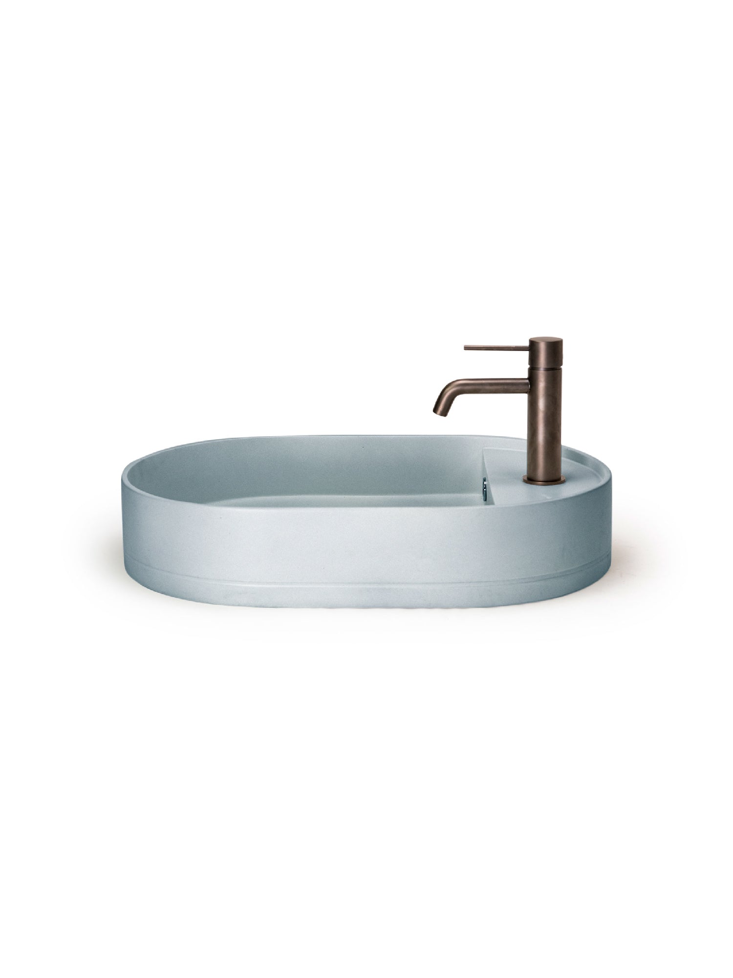 Shelf Oval Concrete Countertop Basin w/ Tap Hole & Overflow kit