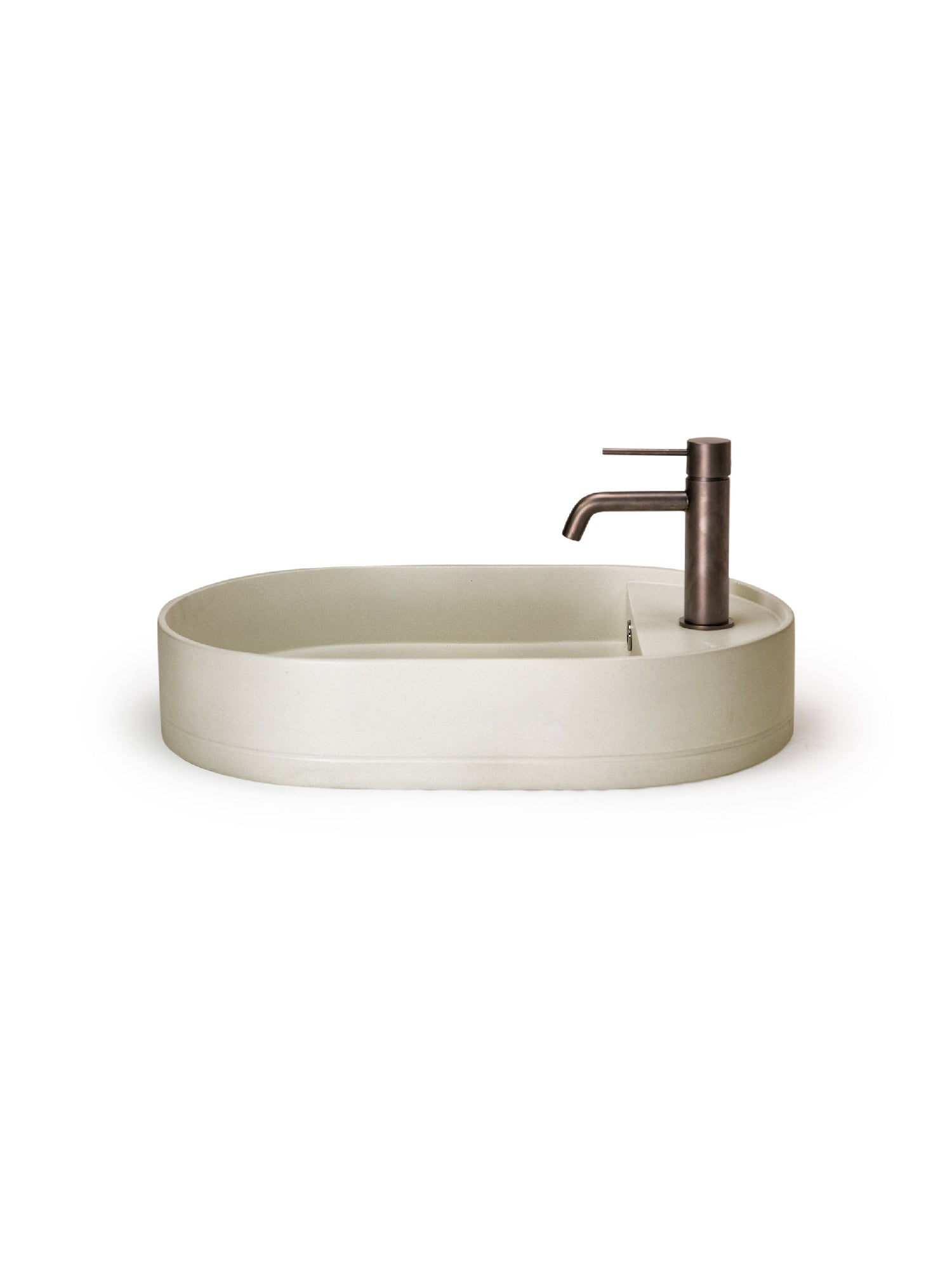 Shelf Oval Concrete Countertop Basin w/ Tap Hole & Overflow kit