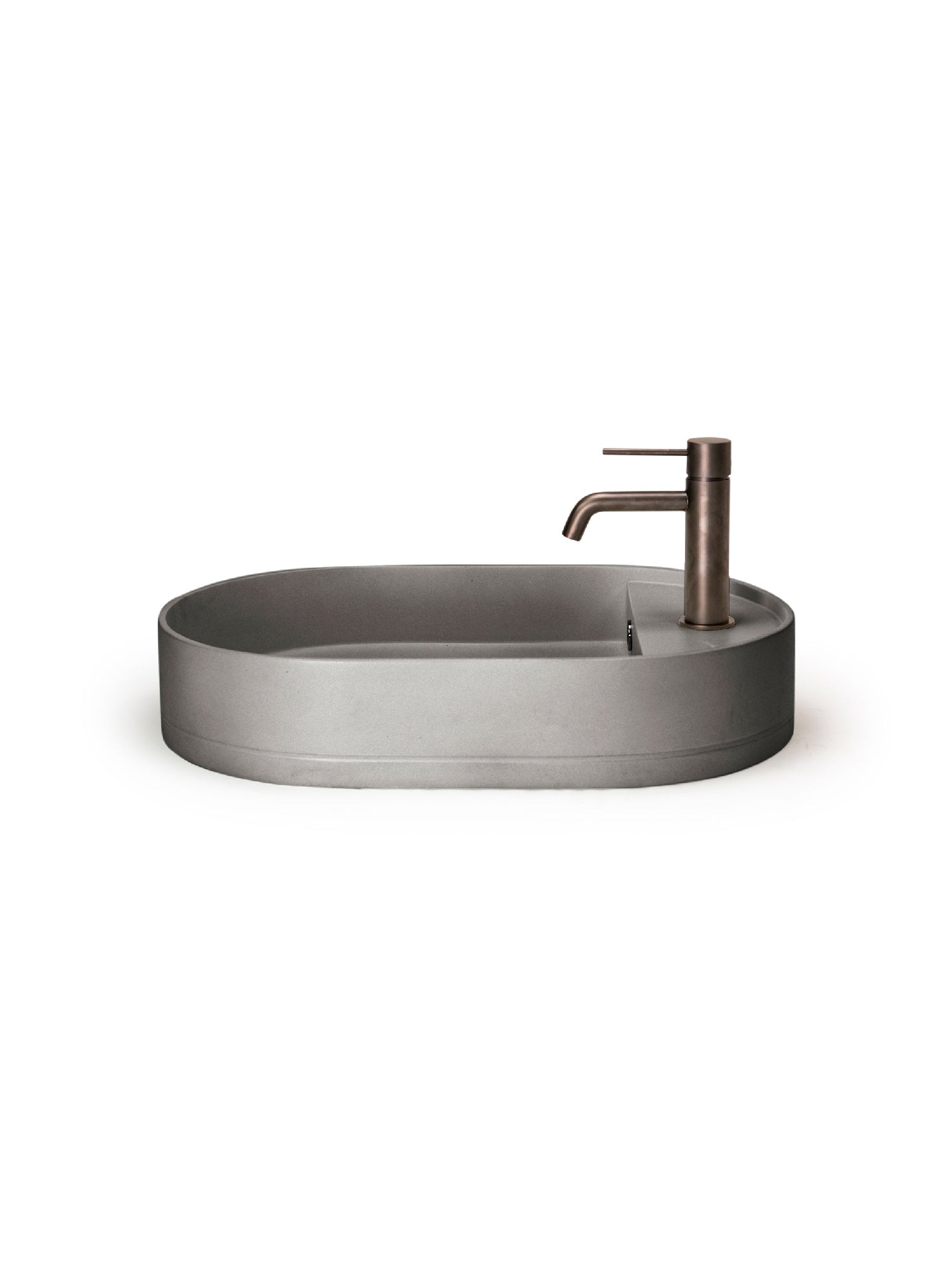 Shelf Oval Concrete Countertop Basin w/ Tap Hole & Overflow kit