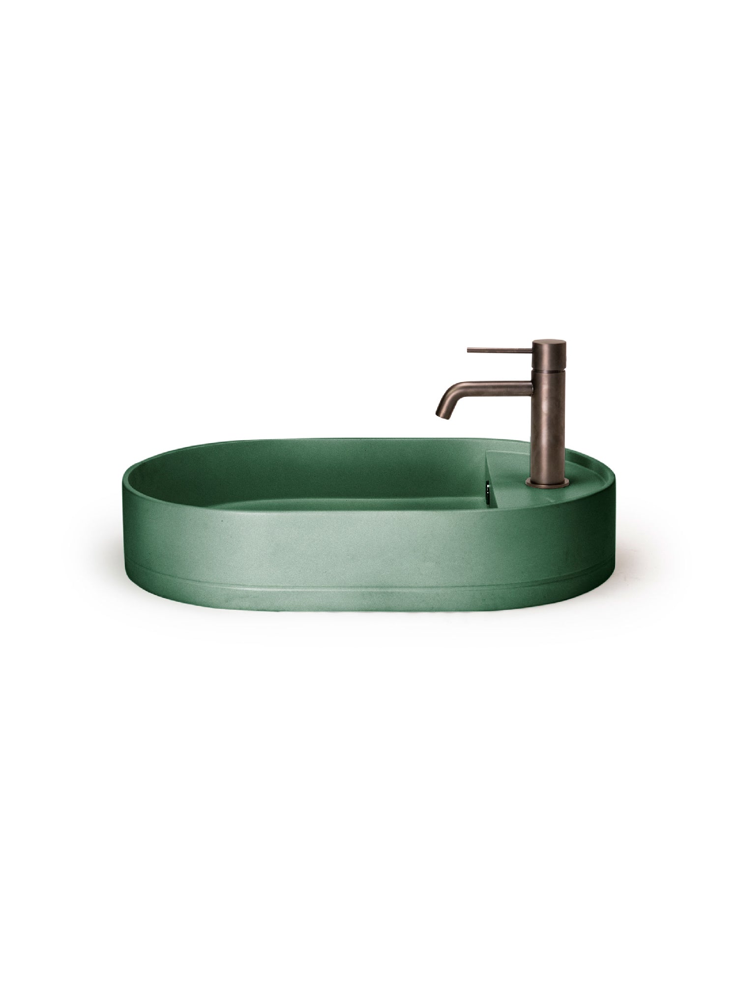 Shelf Oval Concrete Countertop Basin w/ Tap Hole & Overflow kit