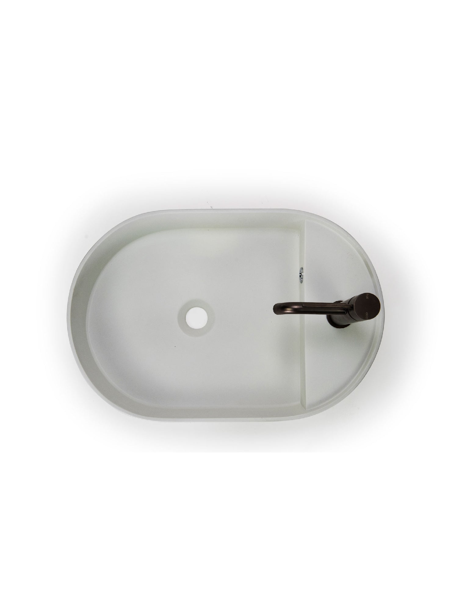 Shelf Oval Concrete Countertop Basin w/ Tap Hole & Overflow kit