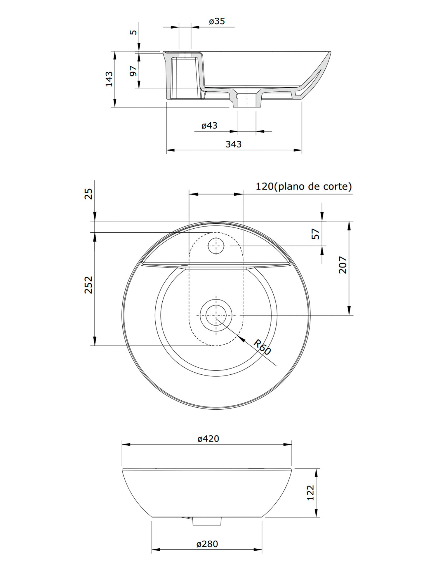 Sanlife Round Countertop Basin #136770