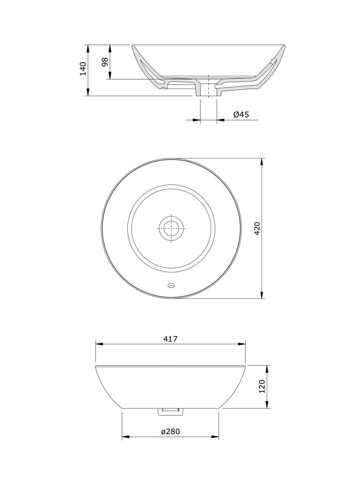 Sanlife Round Countertop Basin #136779